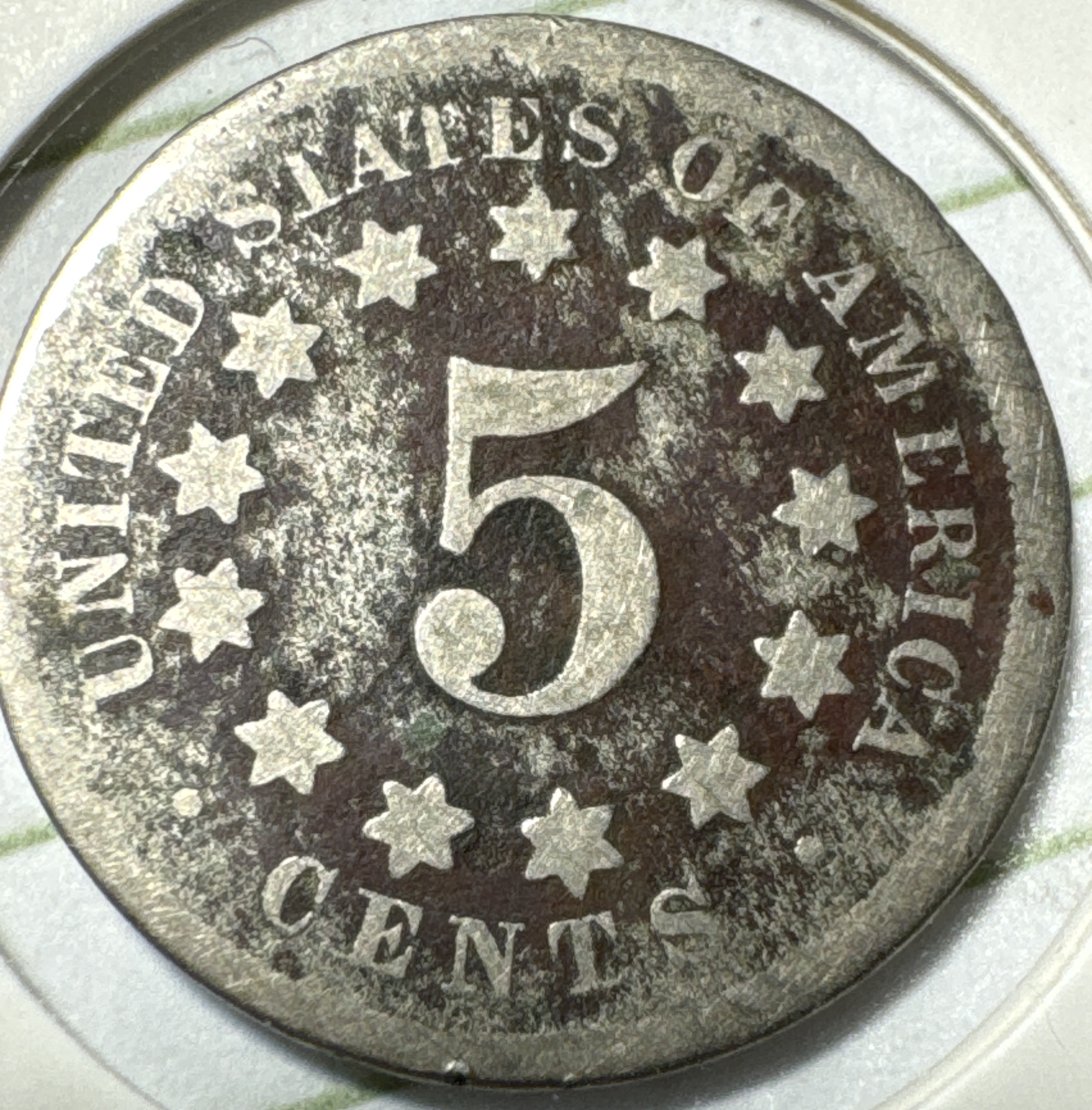 1869-P Shield Nickel Ungraded — back