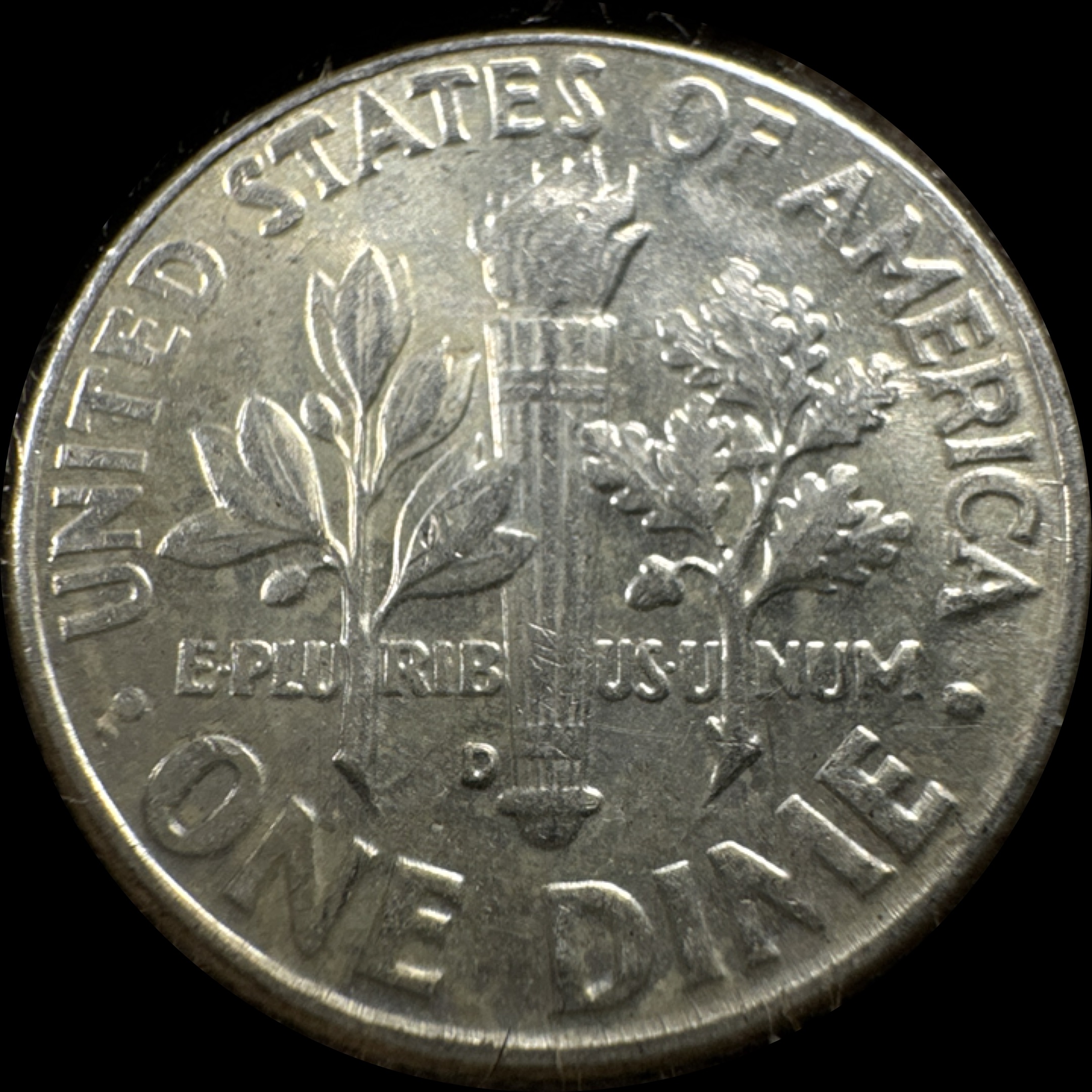 1963-D Roosevelt Dime Ungraded — back