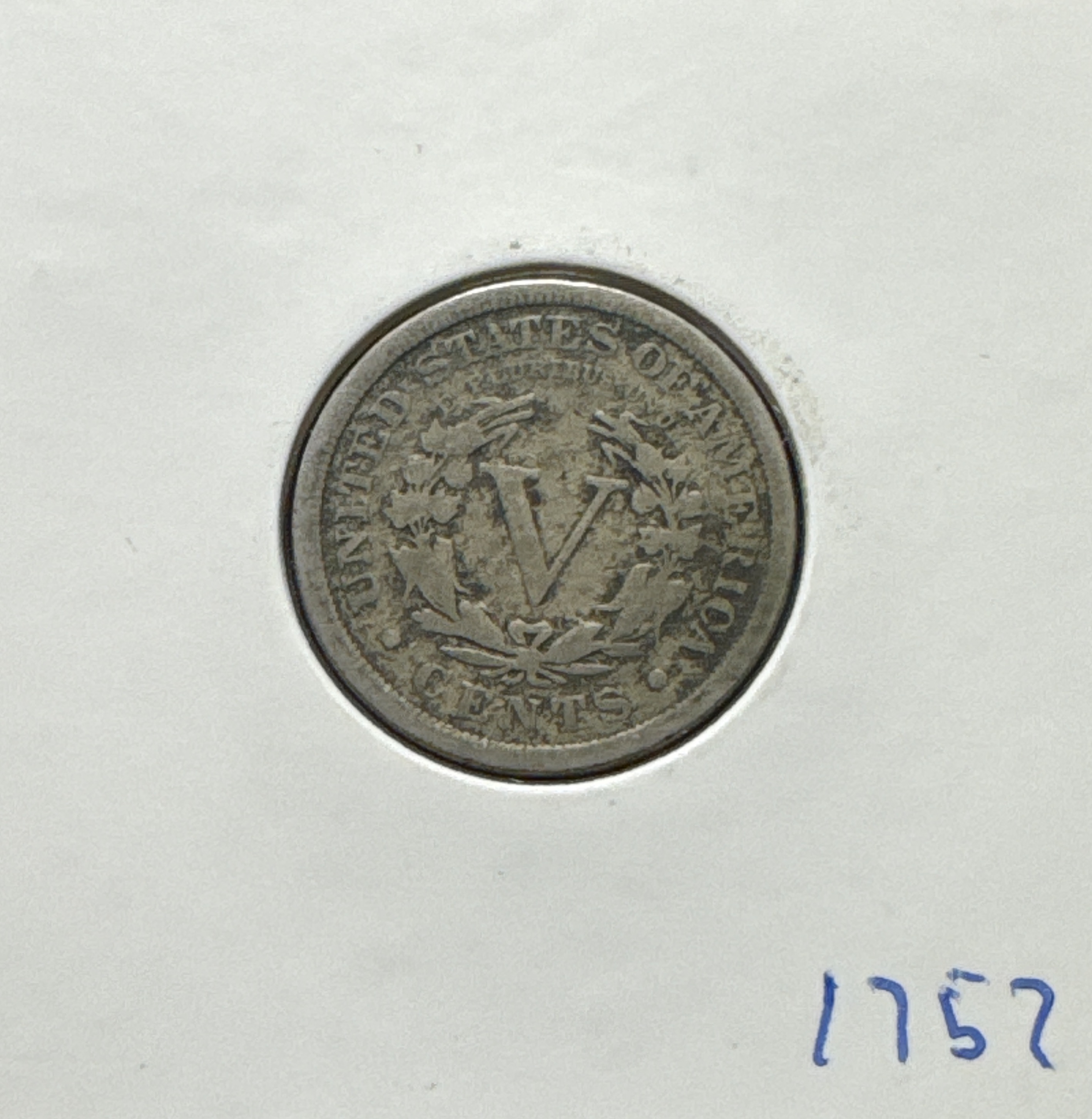 1911-P Liberty V Nickel Ungraded — back