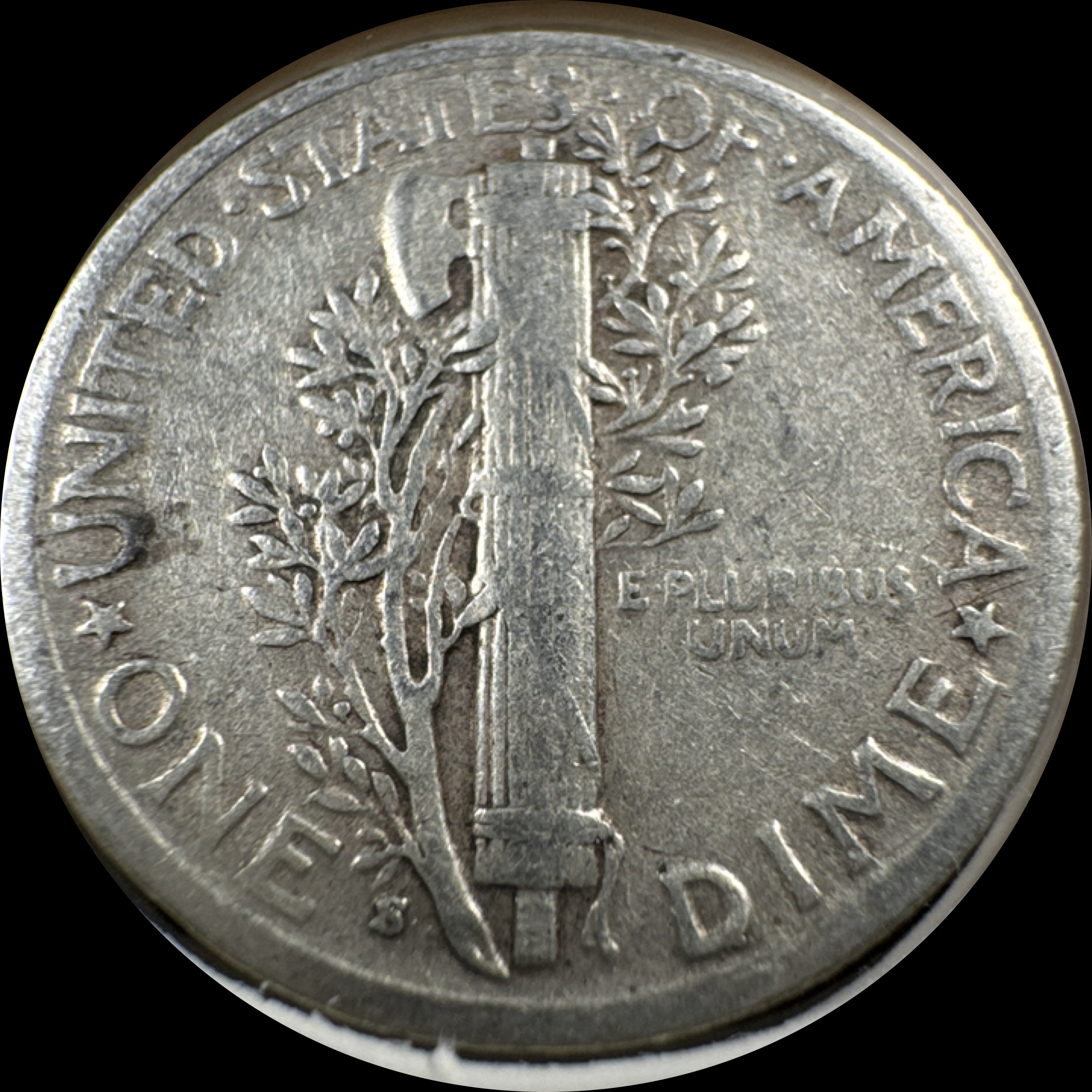 1941-S Mercury Dime Ungraded — back