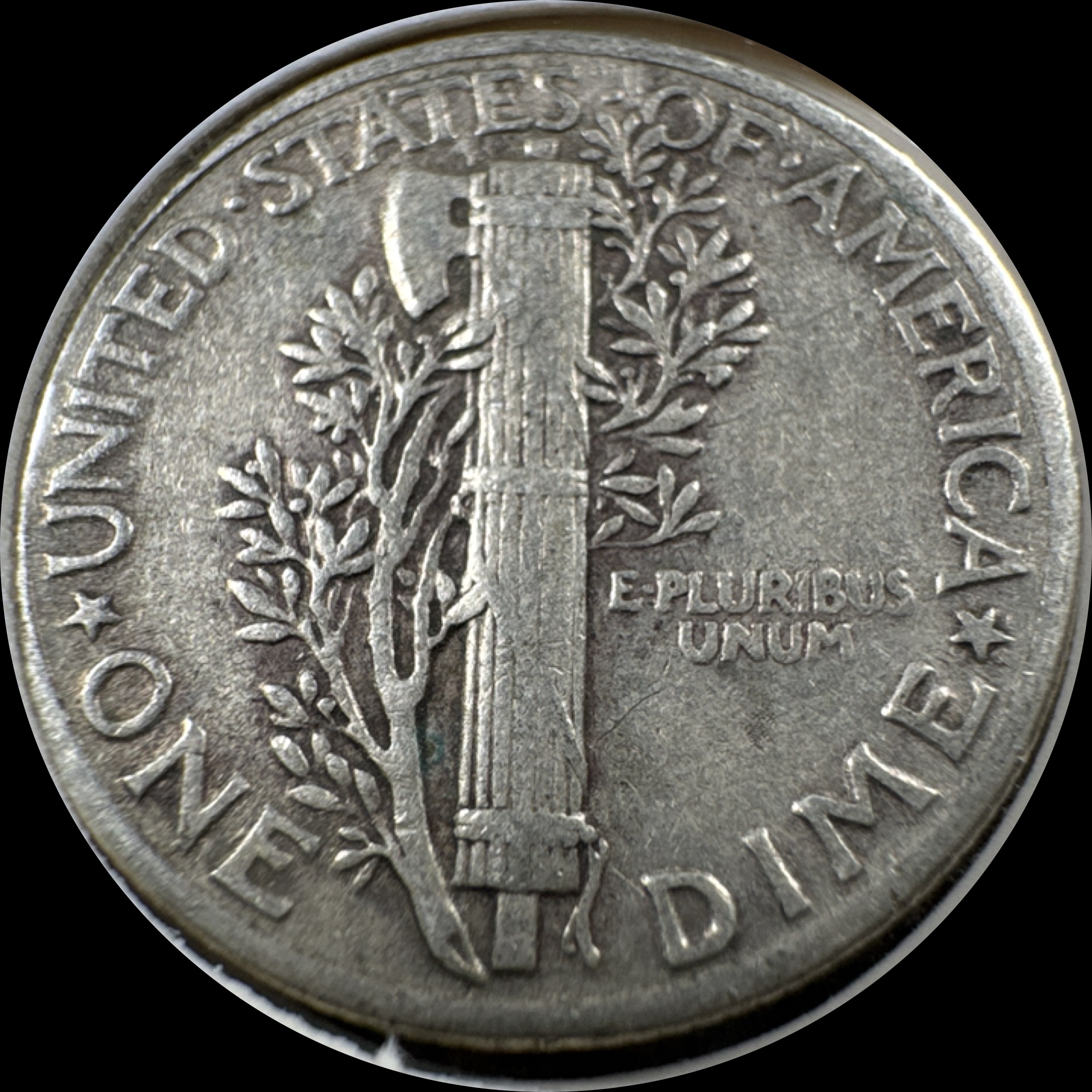 1943-P Mercury Dime Ungraded — back