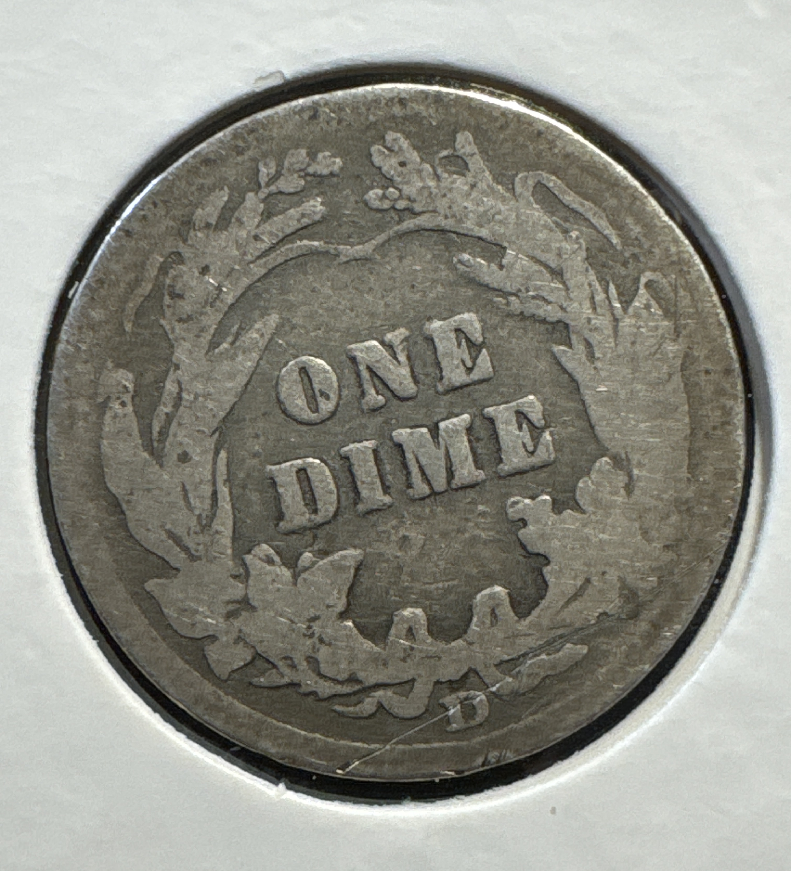 1908-D Barber Dime Ungraded — back