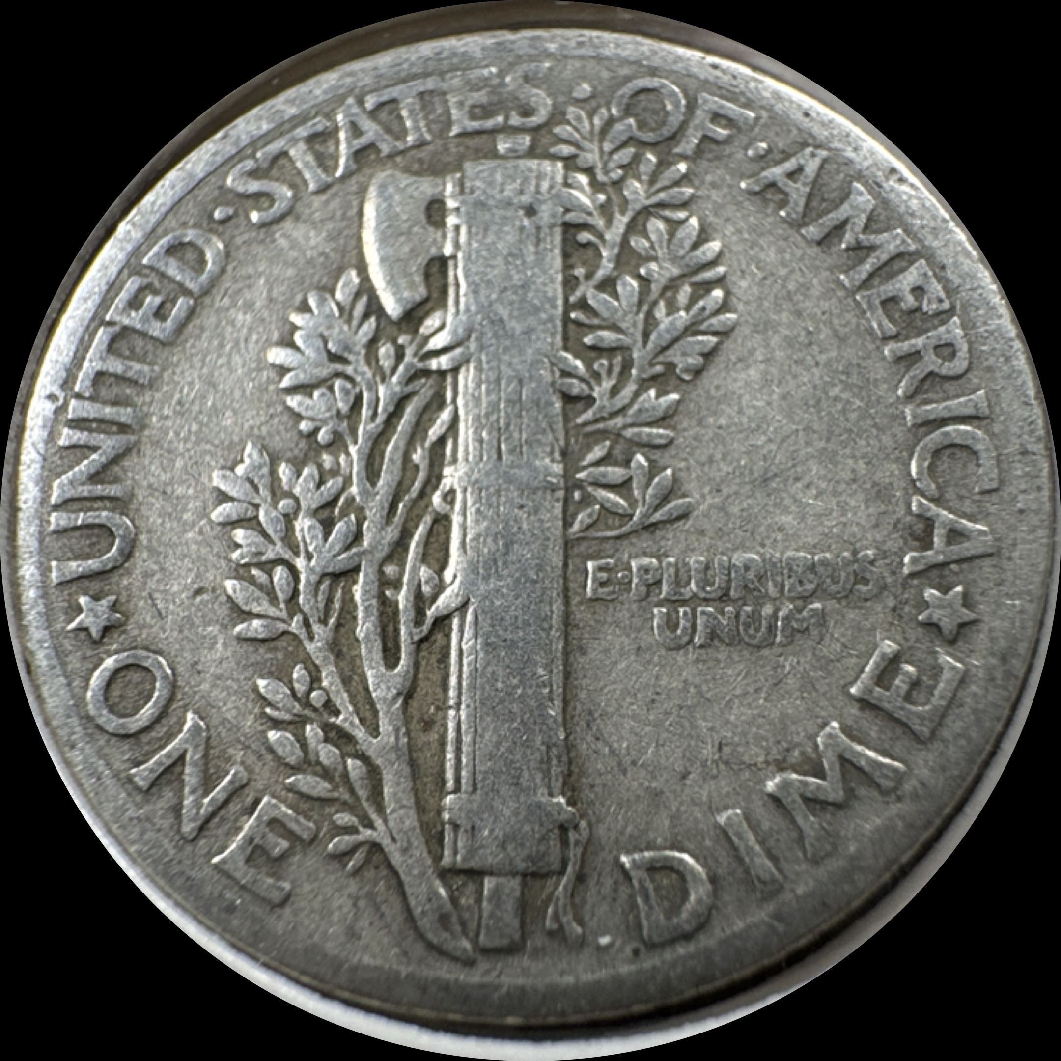 1941-P Mercury Dime Ungraded — back