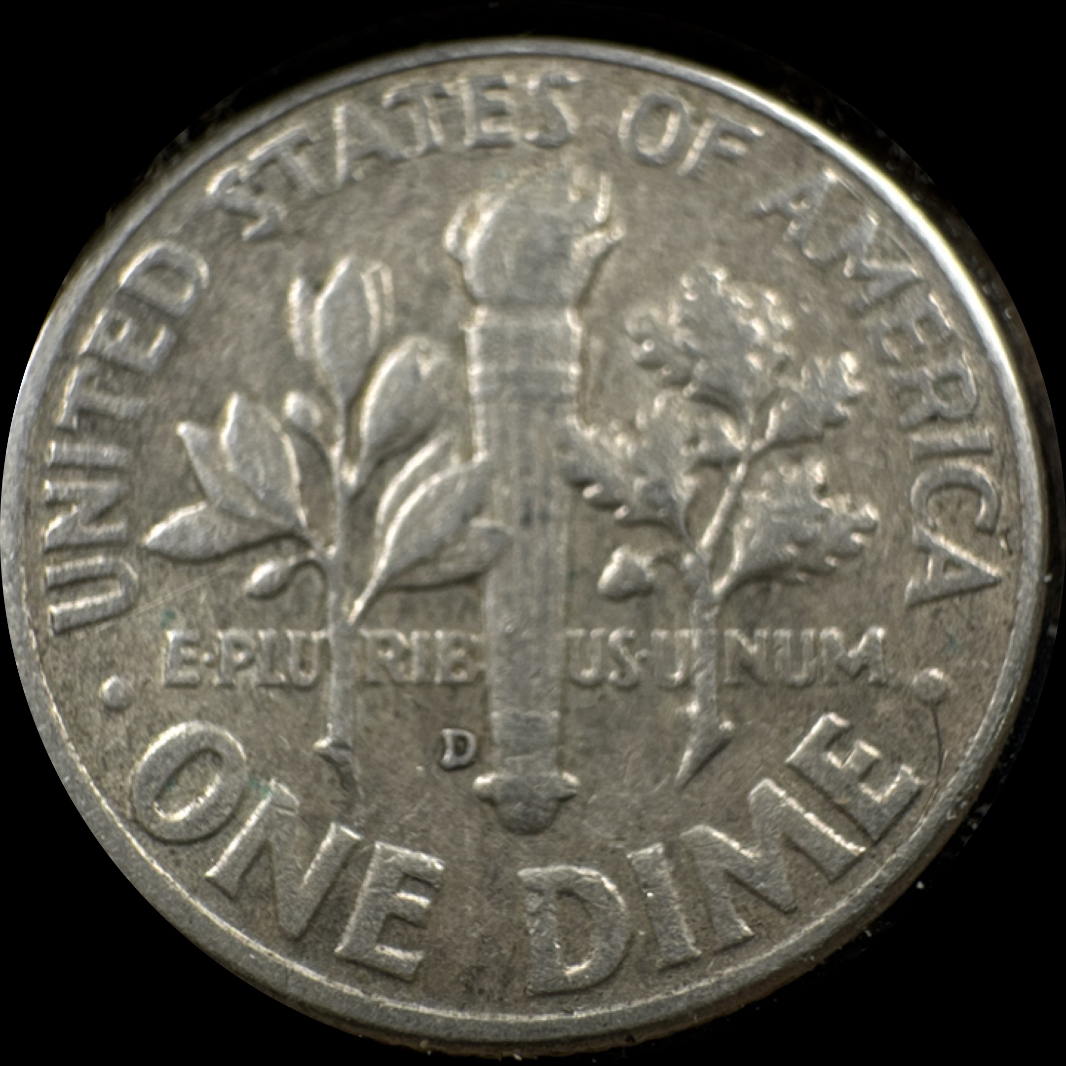 1957-D Roosevelt Dime Ungraded — back