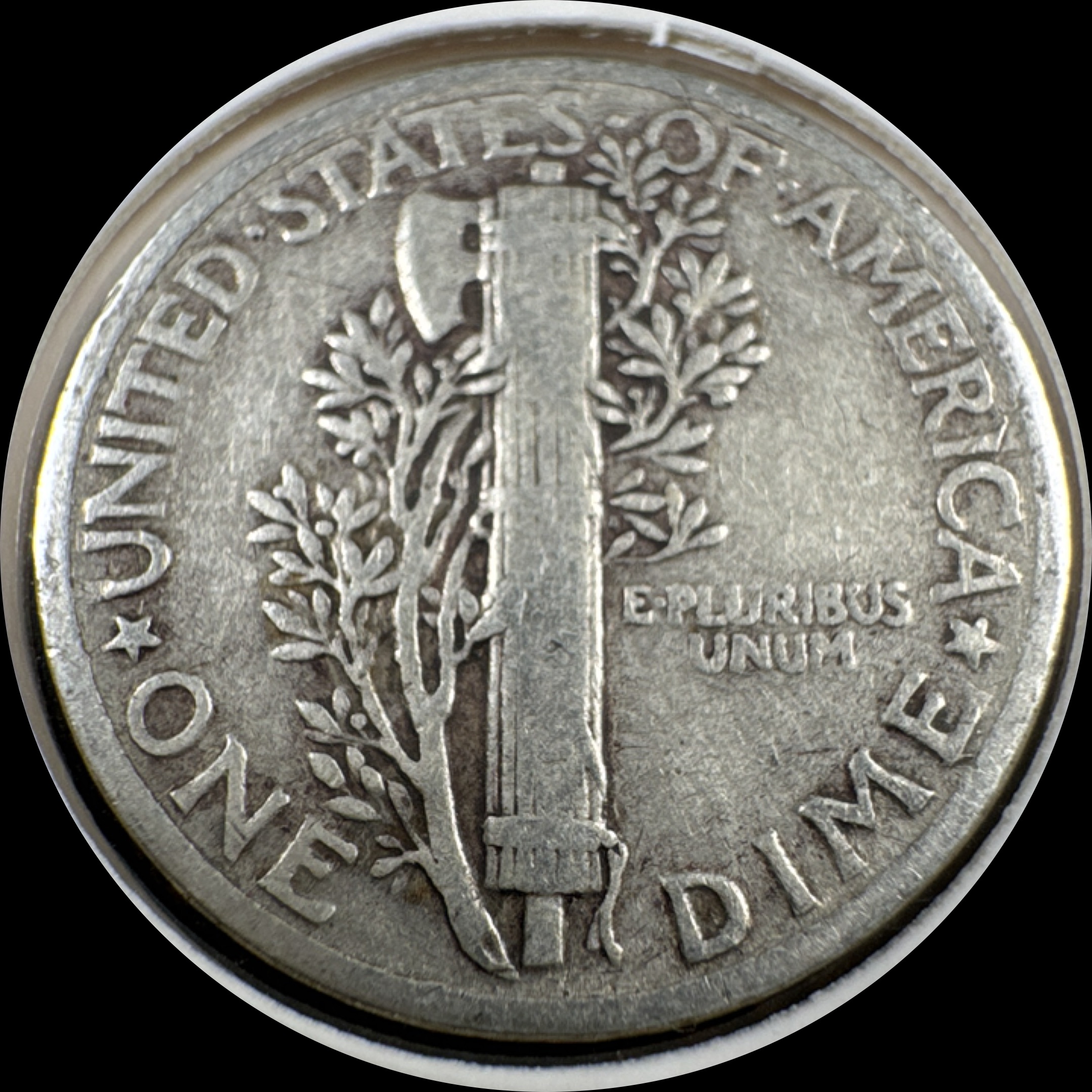 1941-P Mercury Dime Ungraded — back