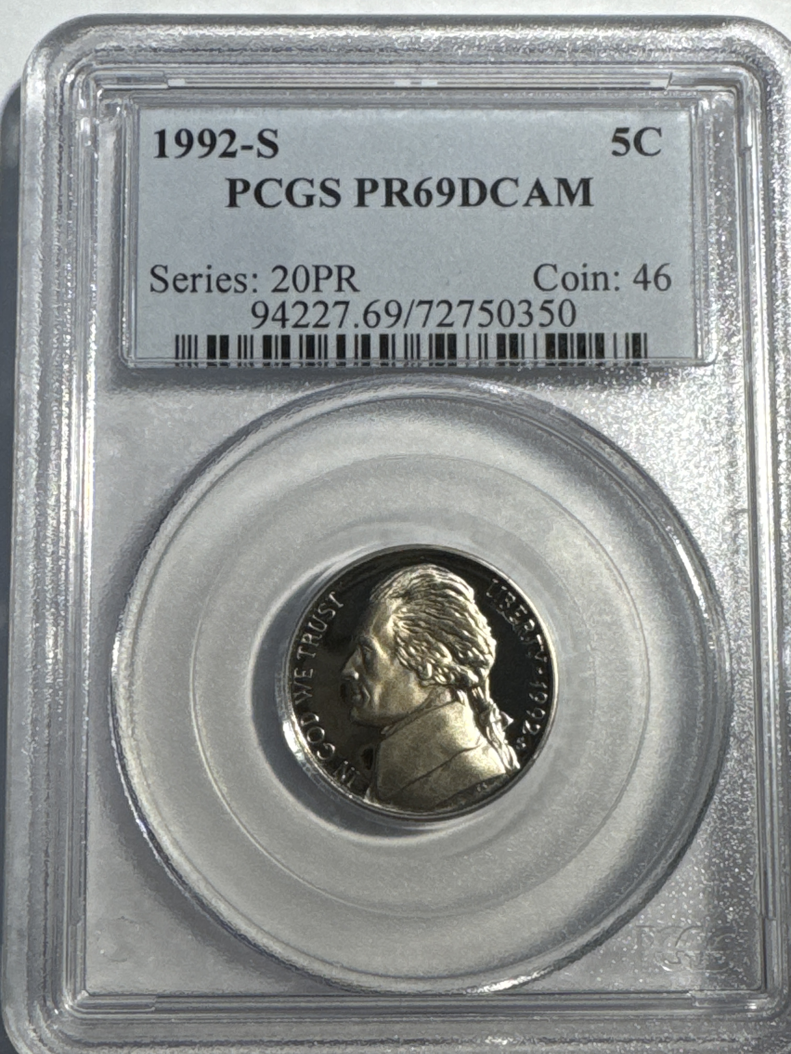 1992-S Jefferson Nickel PR69