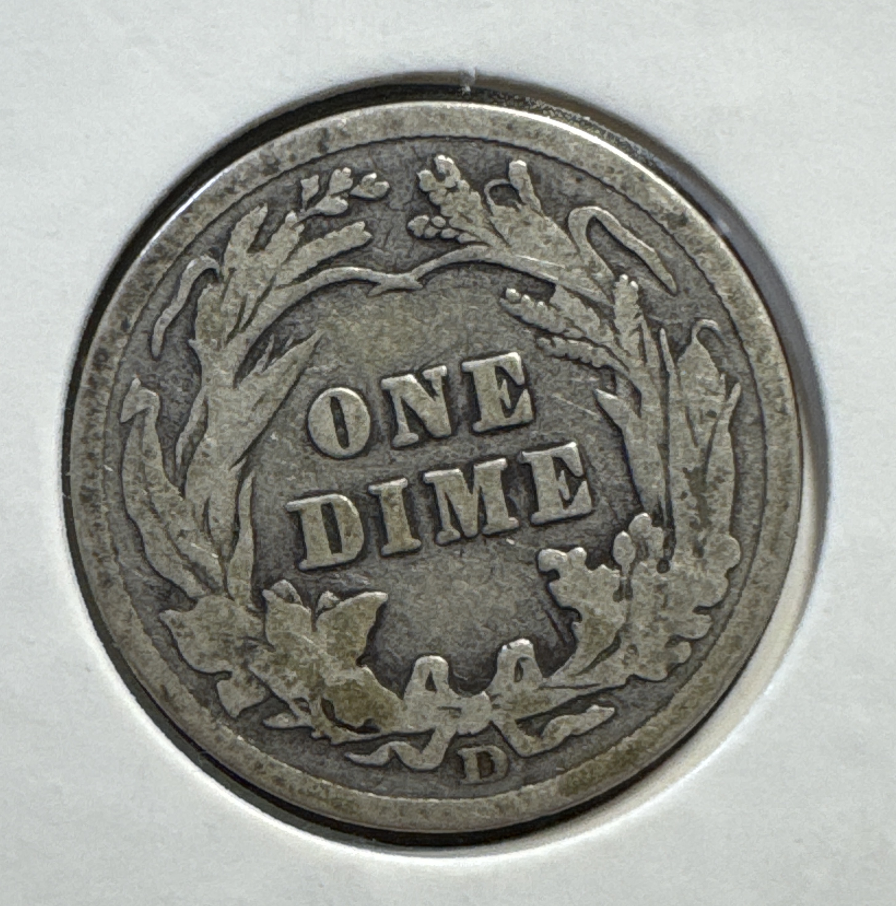 1908-D Barber Dime Ungraded — back