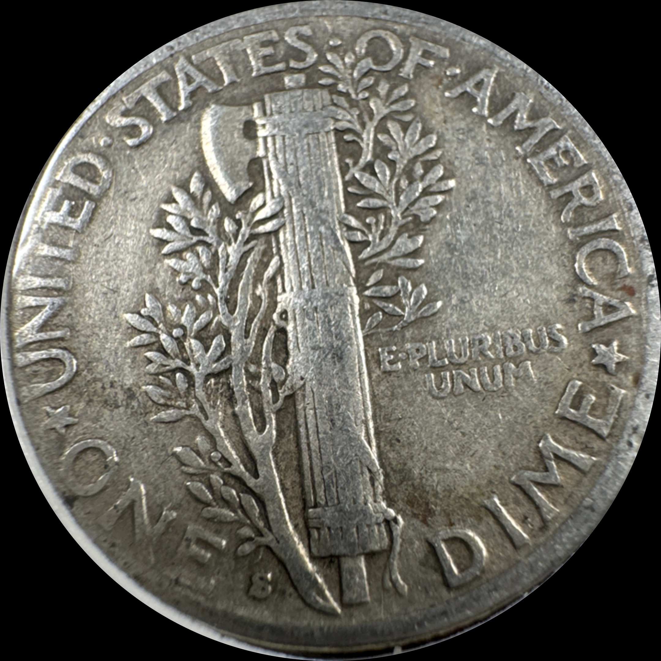 1941-S Mercury Dime Ungraded — back