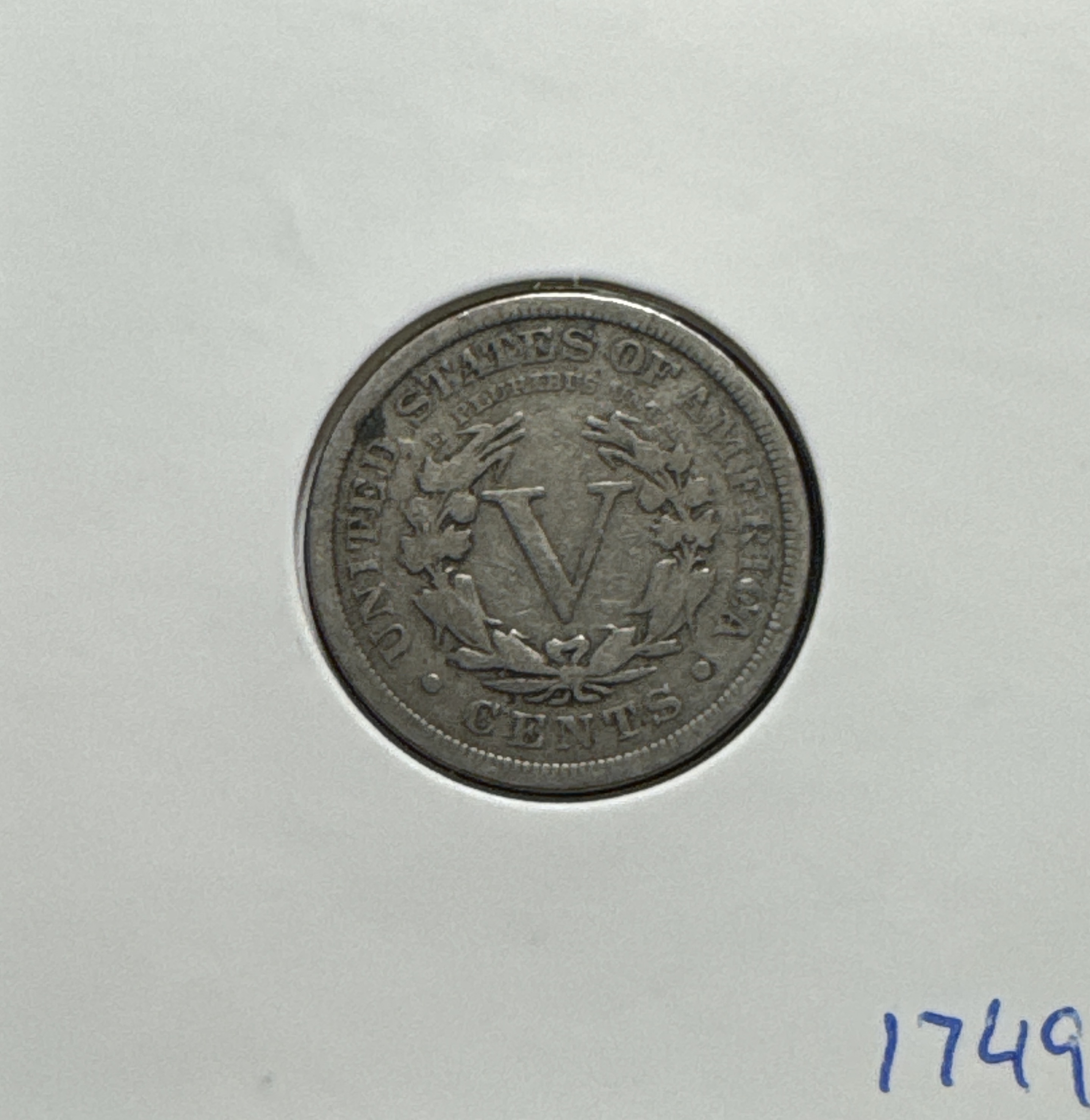 1908-P Liberty V Nickel Ungraded — back