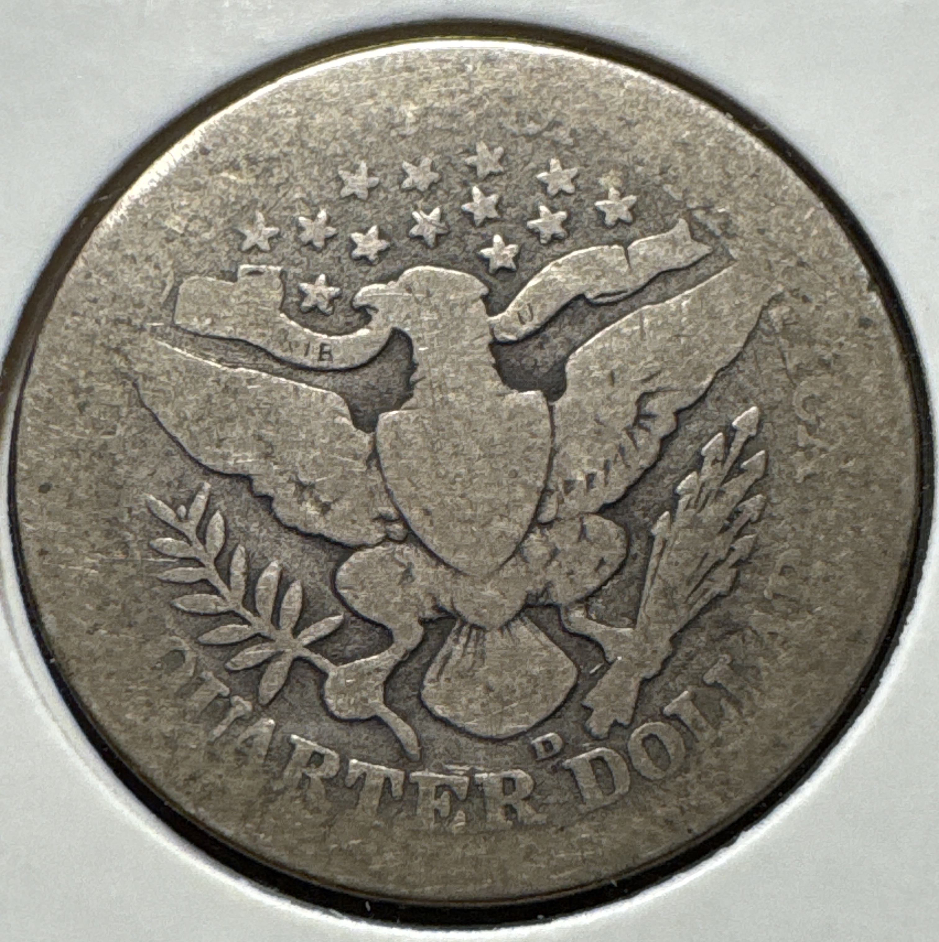 1910-D Barber Quarter Ungraded — back