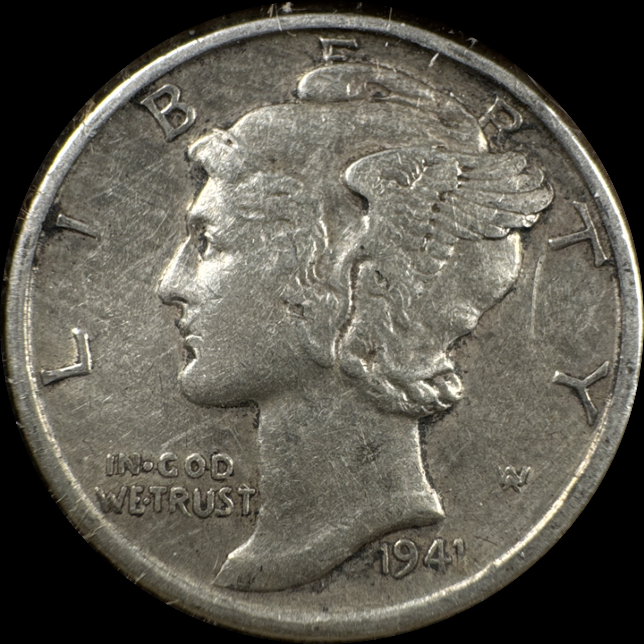 1941-S Mercury Dime Ungraded