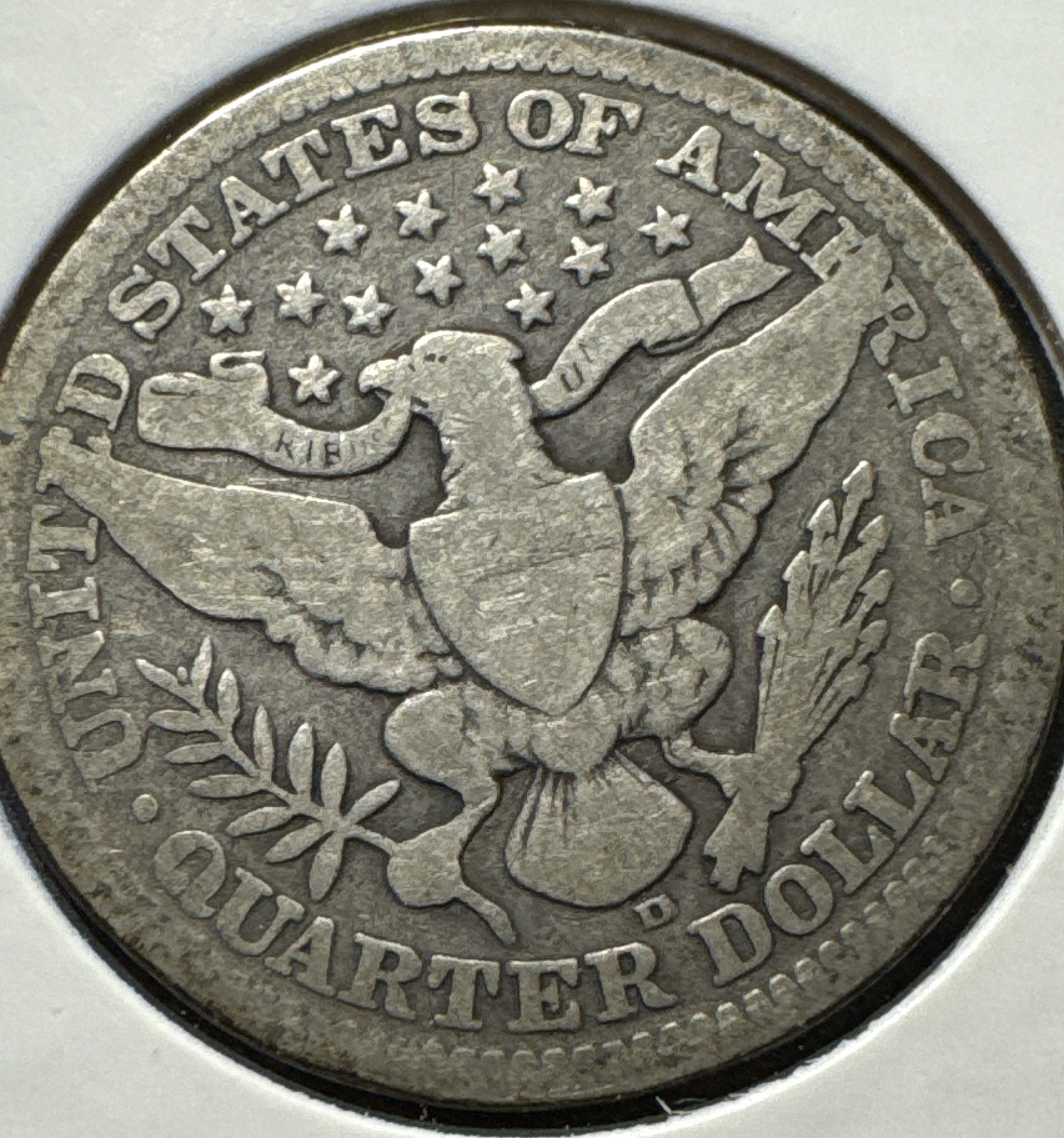 1909-D Barber Quarter Ungraded — back