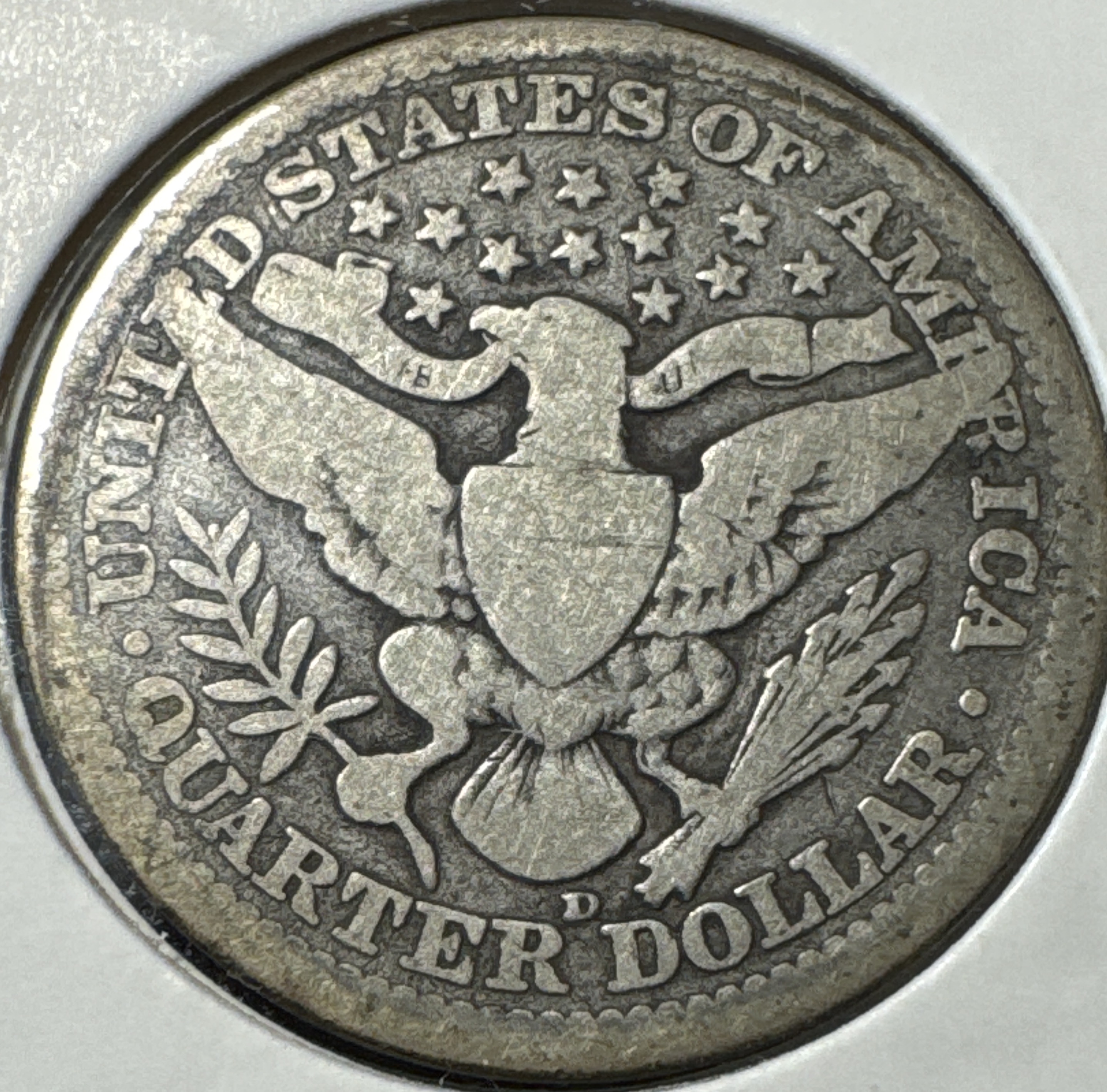 1914-D Barber Quarter Ungraded — back