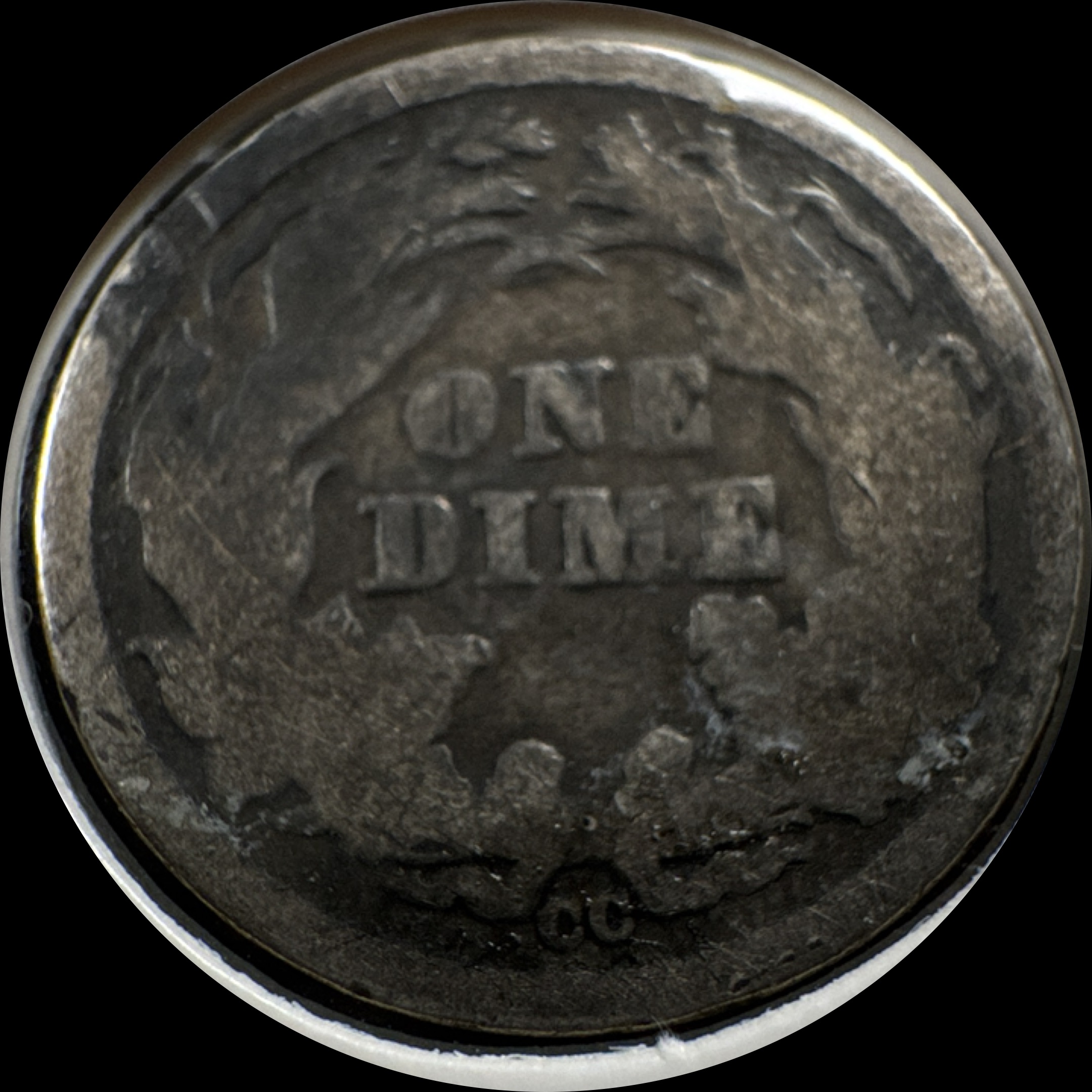 1876-CC Seated Liberty Dime Ungraded — back