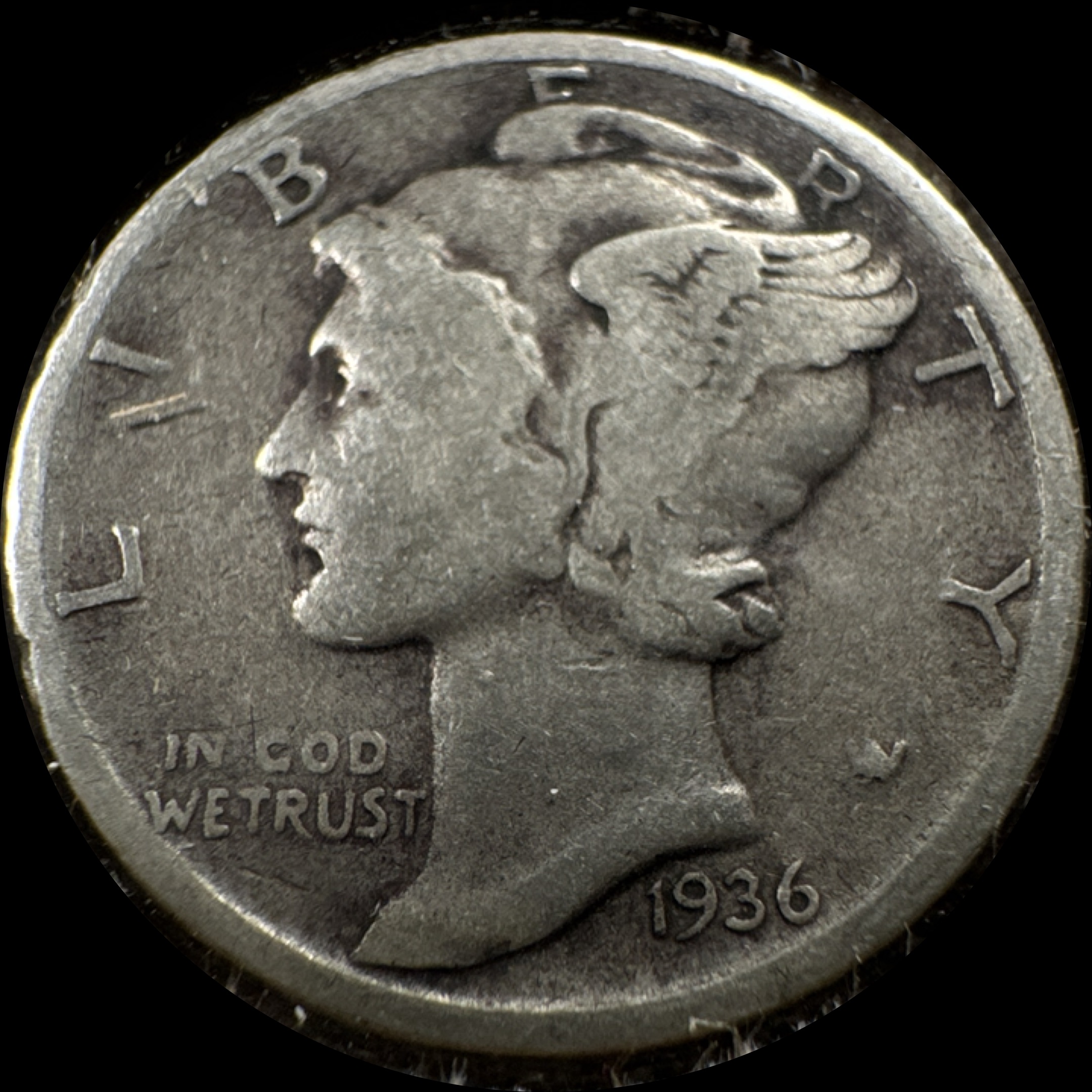 1936-P Mercury Dime Ungraded
