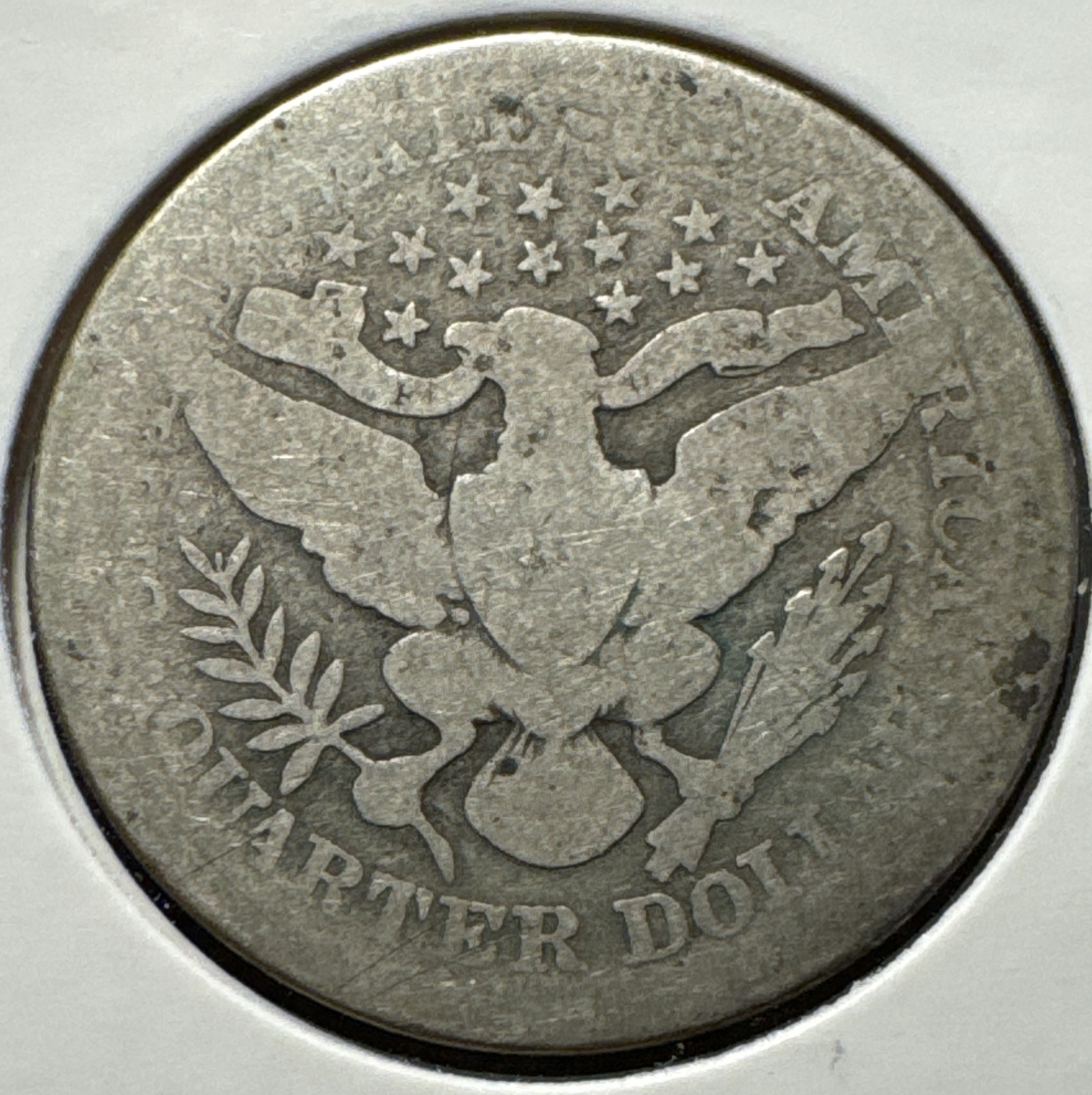 1907-P Barber Quarter Ungraded — back