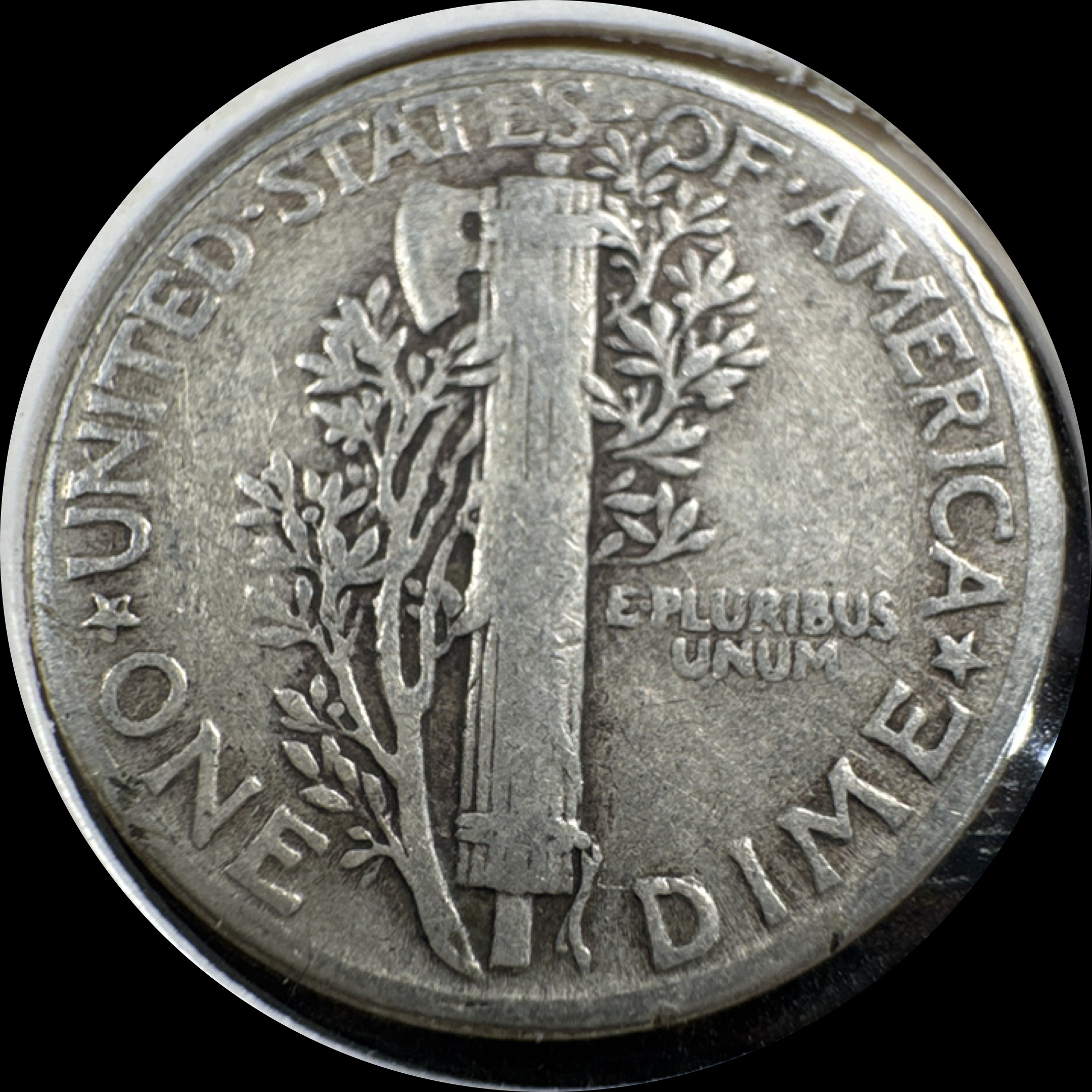 1945-P Mercury Dime Ungraded — back