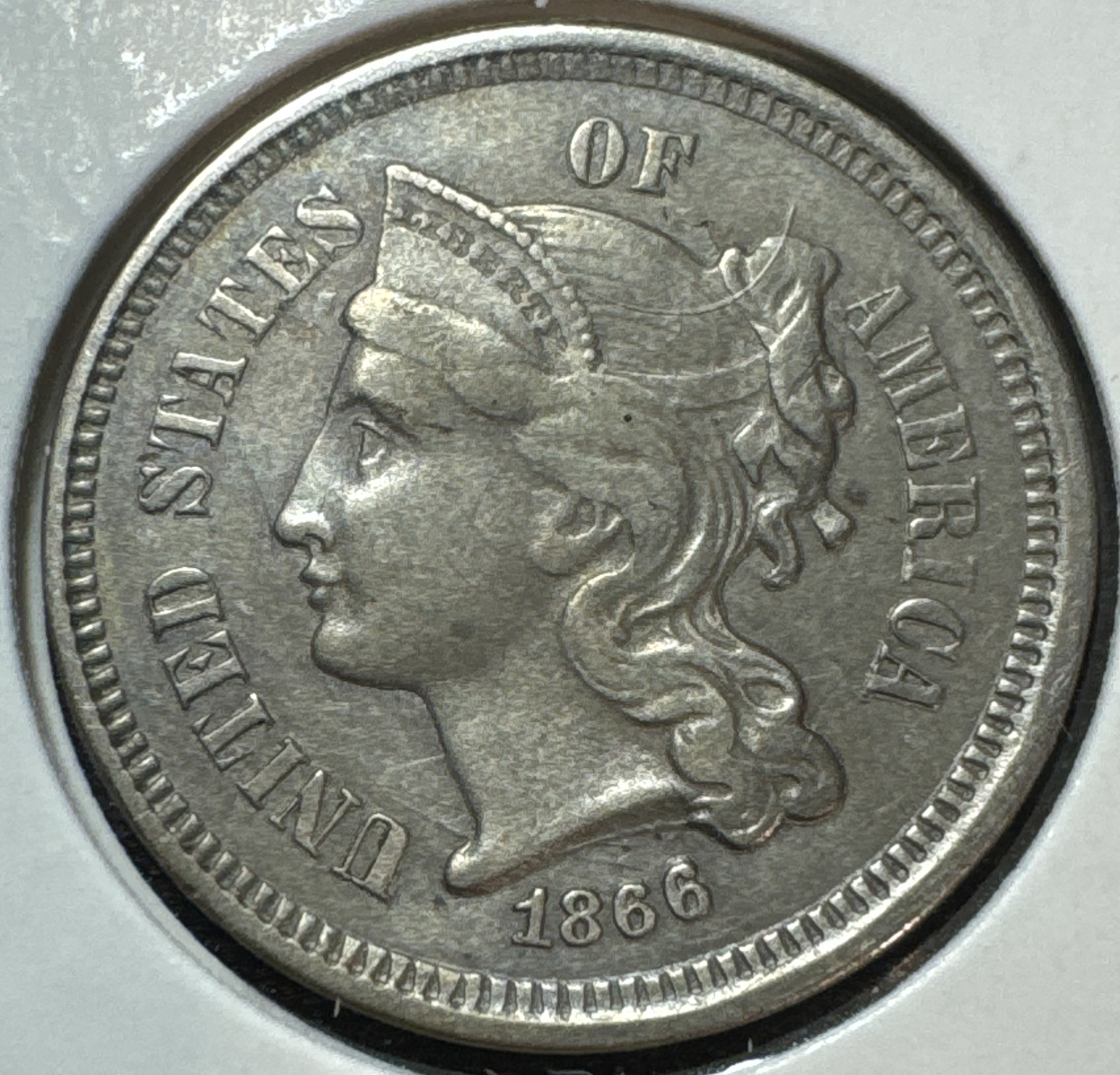 1866-P 3-Cent Nickel Ungraded