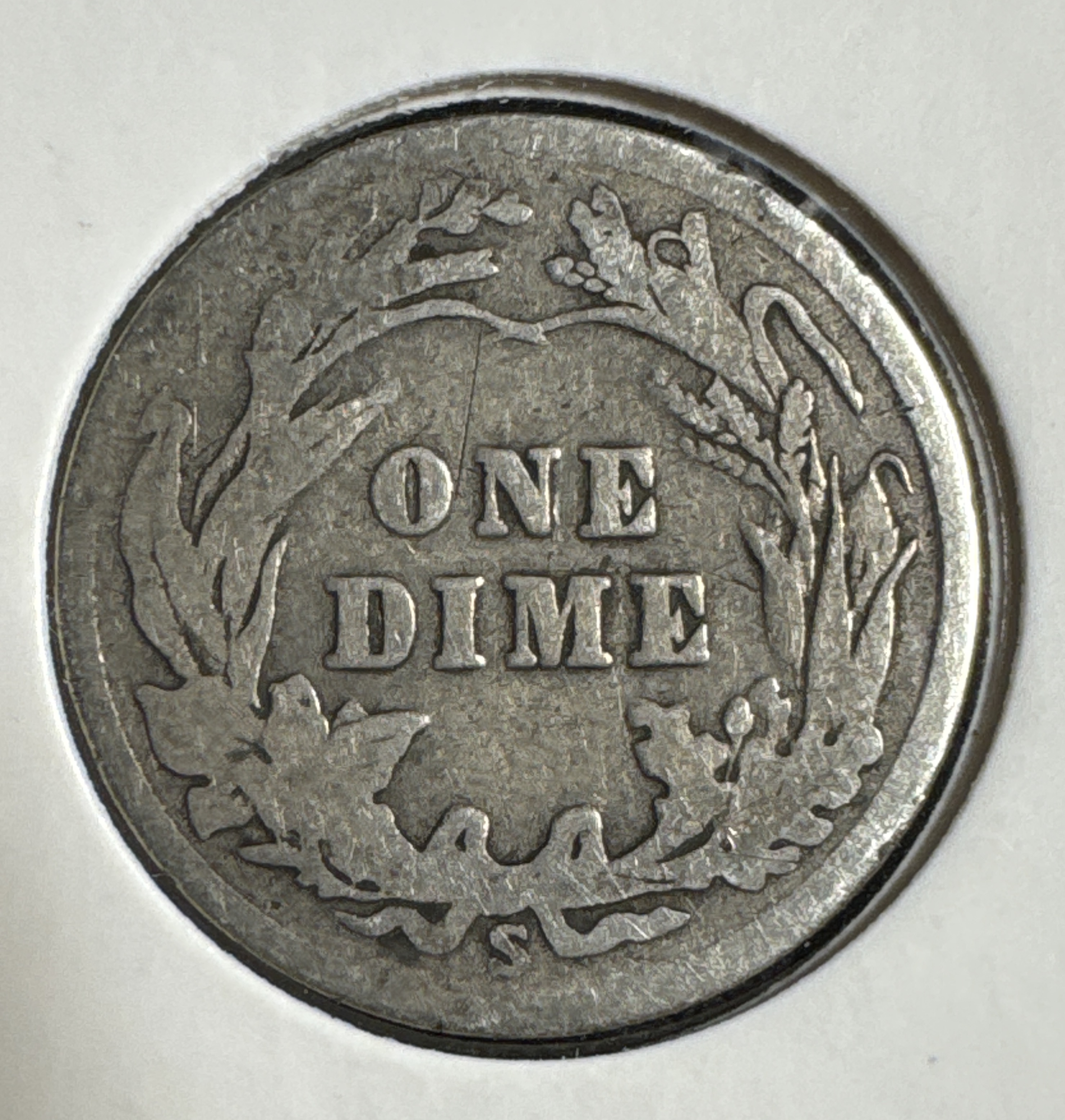 1912-S Barber Dime Ungraded — back