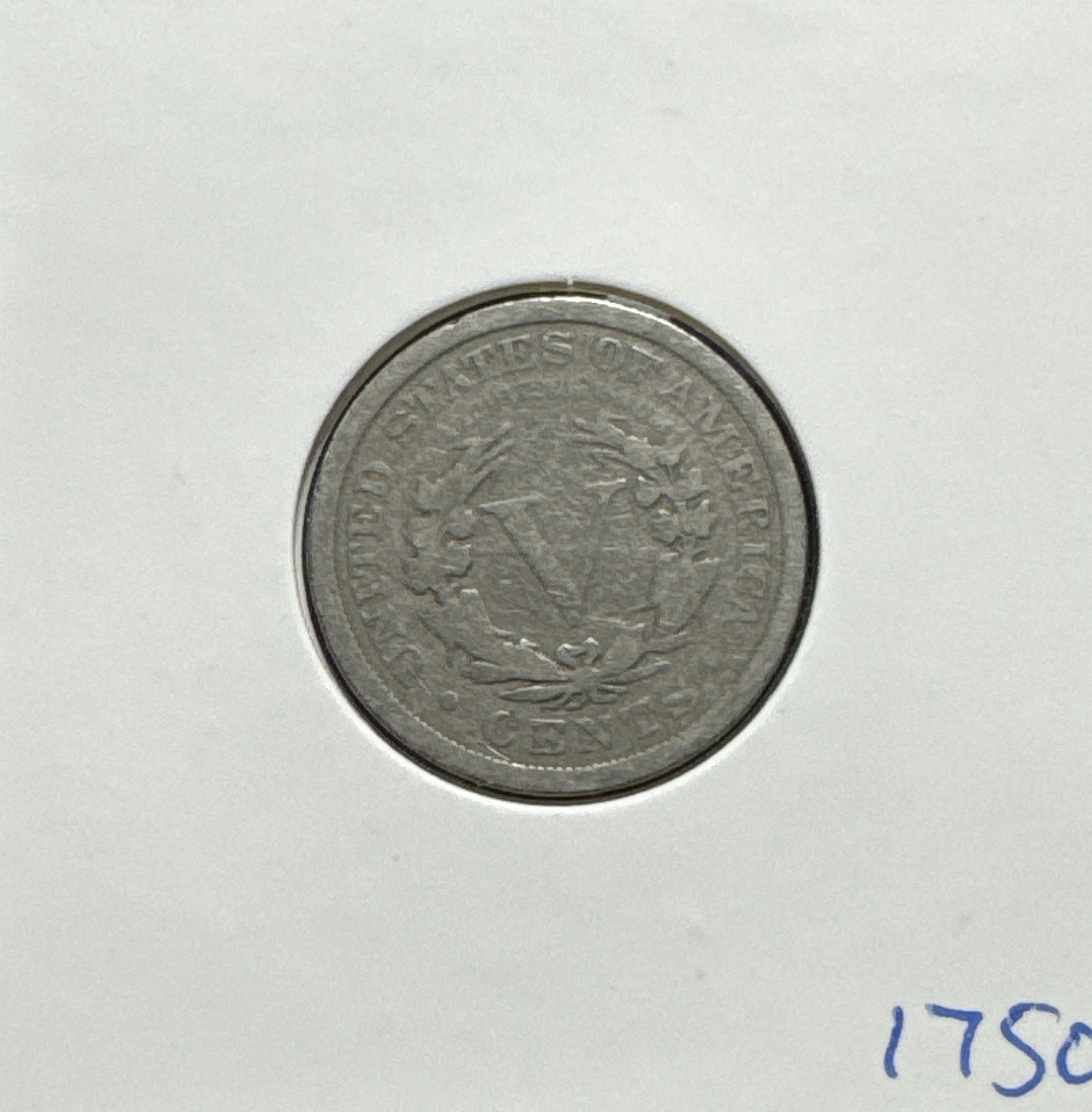 1908-P Liberty V Nickel Ungraded — back