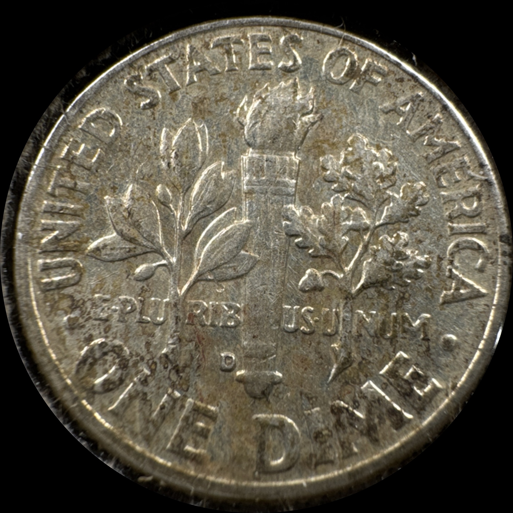 1963-D Roosevelt Dime Ungraded — back