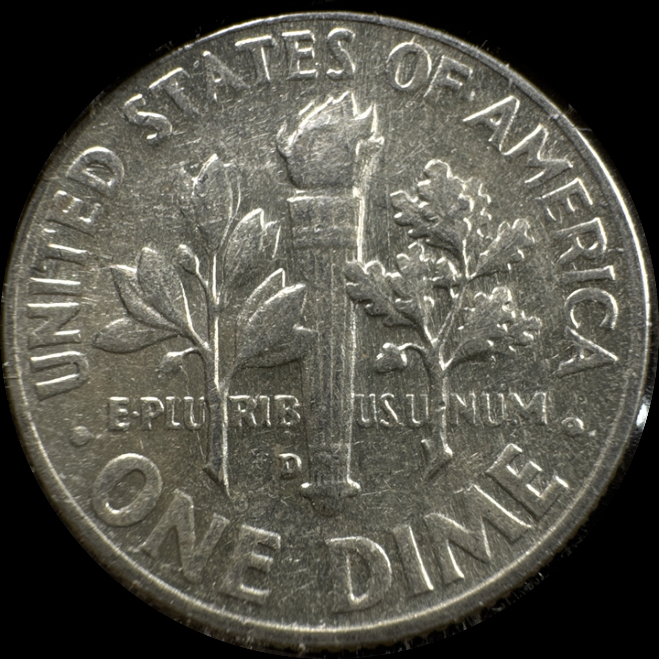 1964-D Roosevelt Dime Ungraded — back