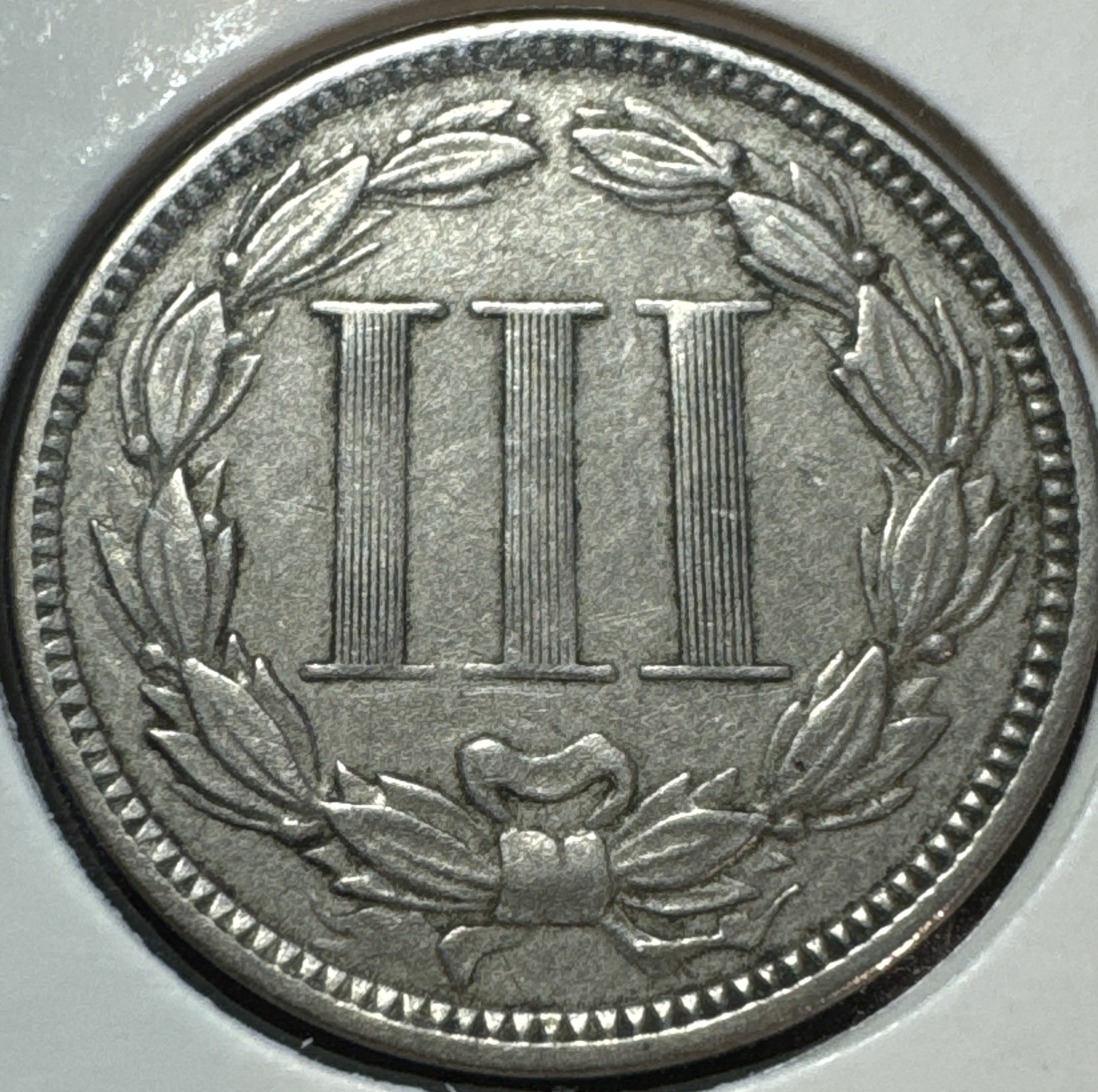 1868-P 3-Cent Nickel Ungraded — back