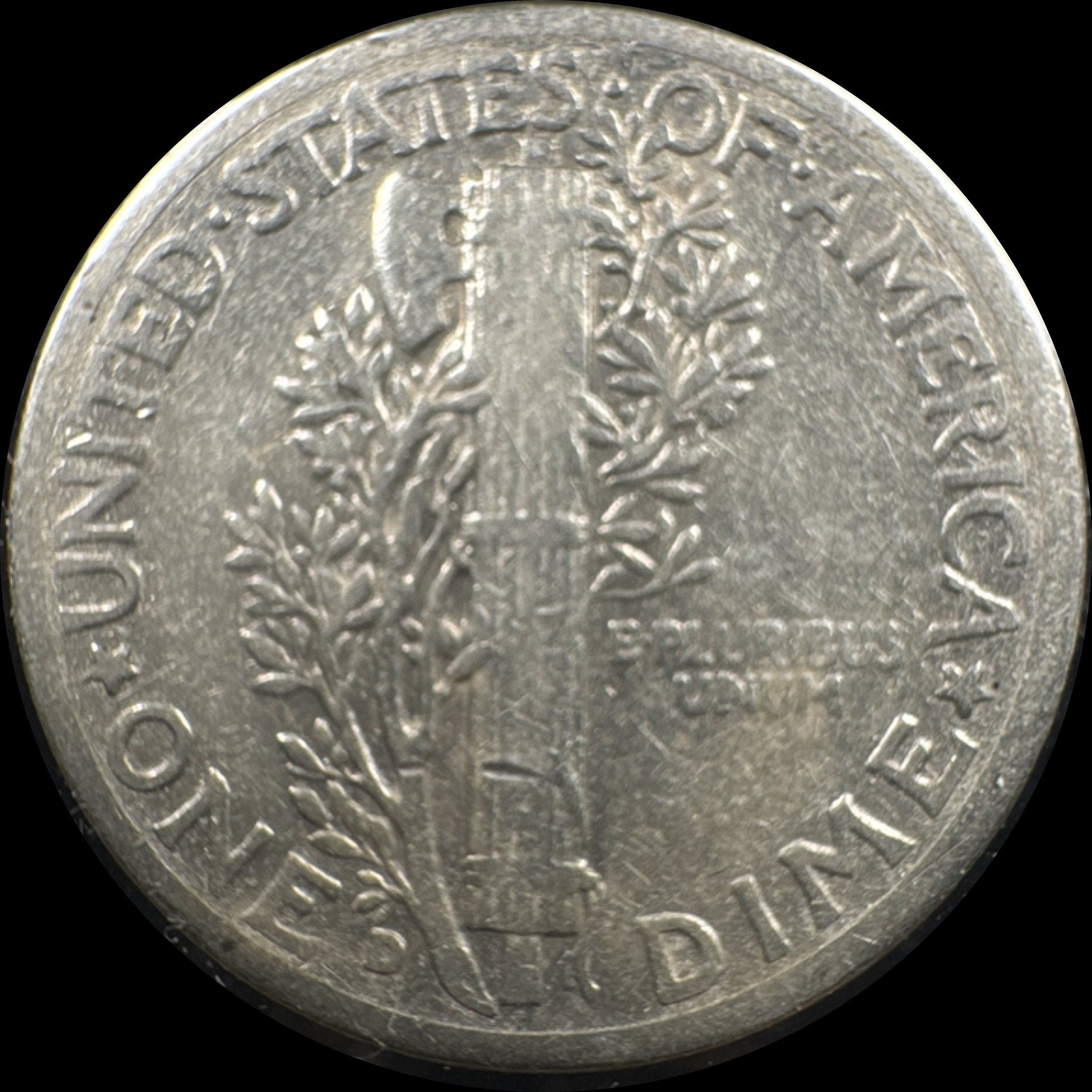 1943-D Mercury Dime Ungraded — back
