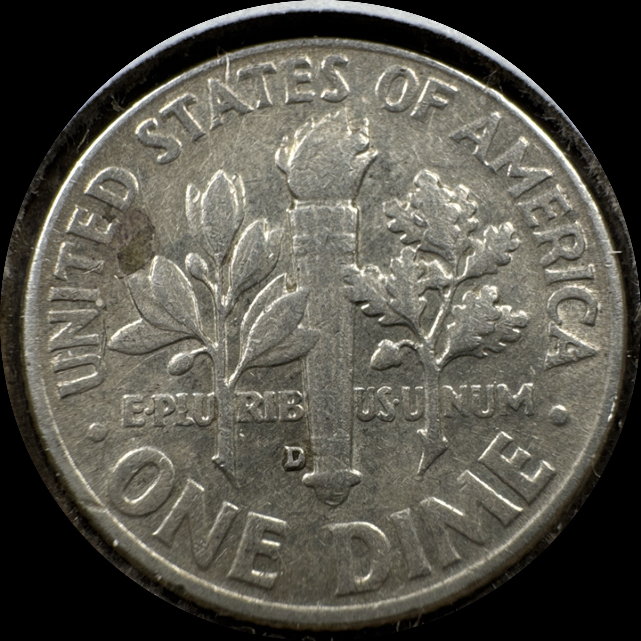 1961-D Roosevelt Dime Ungraded — back