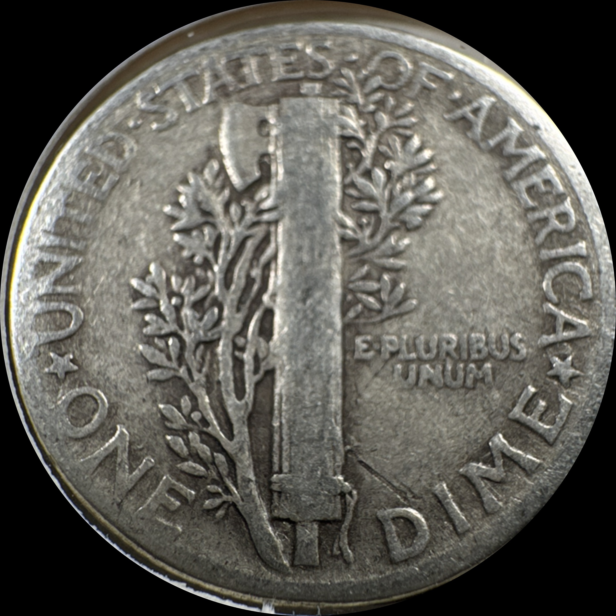 1945-P Mercury Dime Ungraded — back