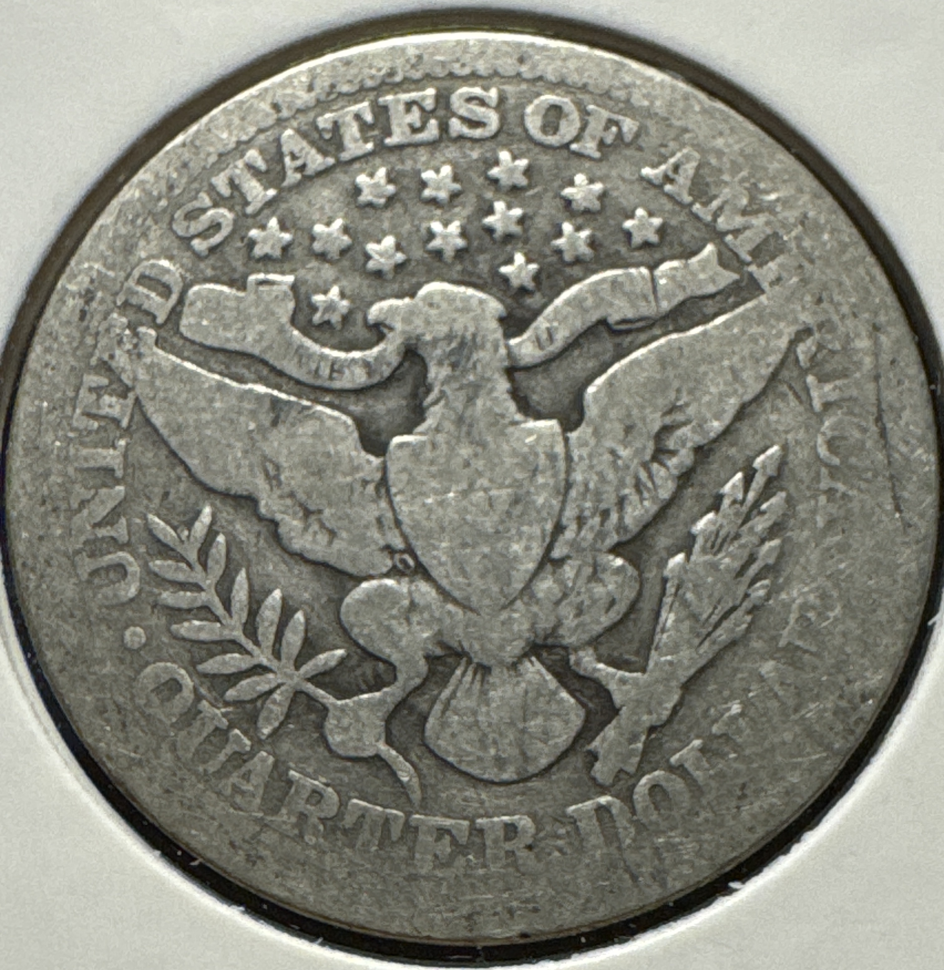 1910-P Barber Quarter Ungraded — back