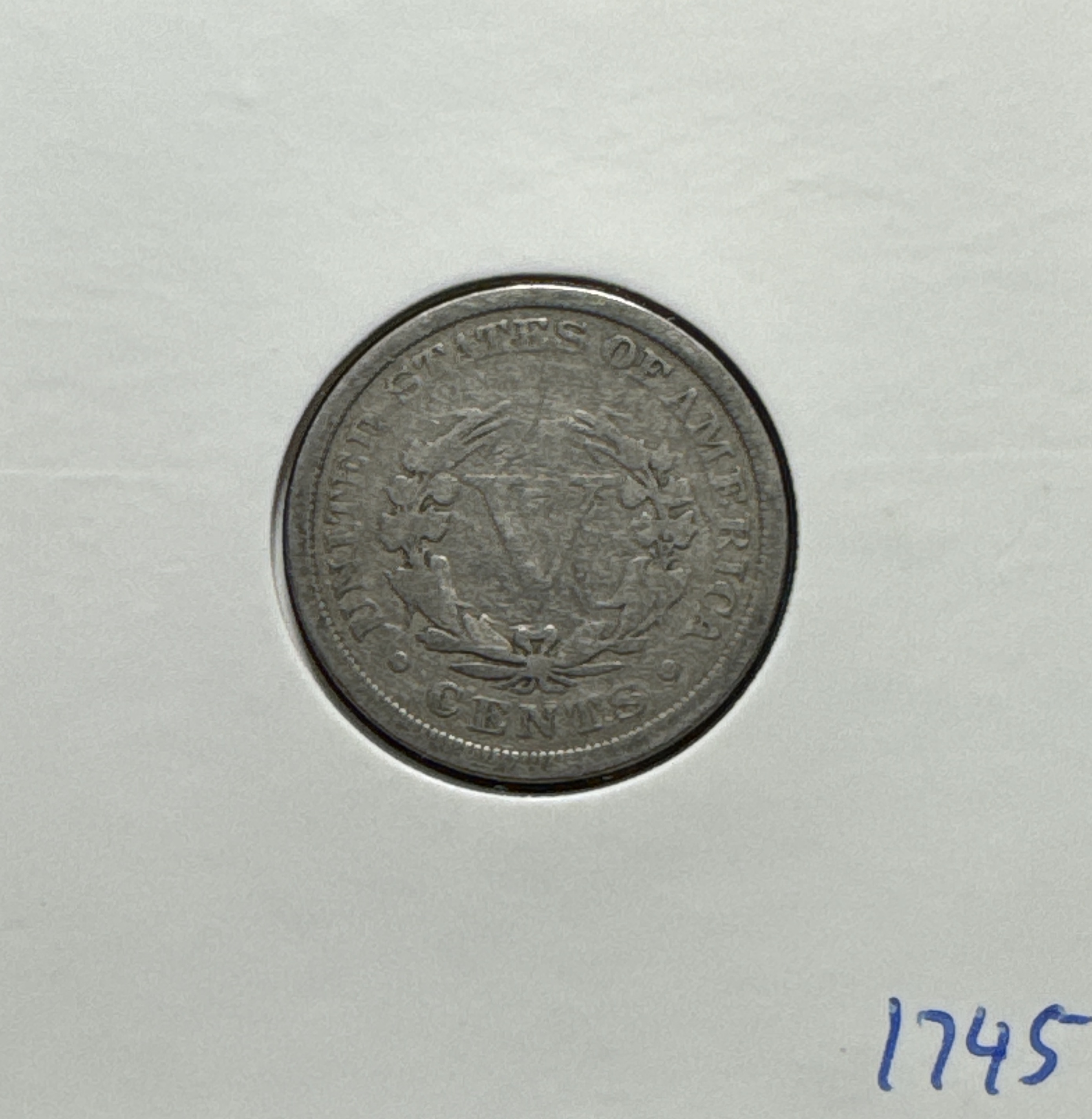 1907-P Liberty V Nickel Ungraded — back