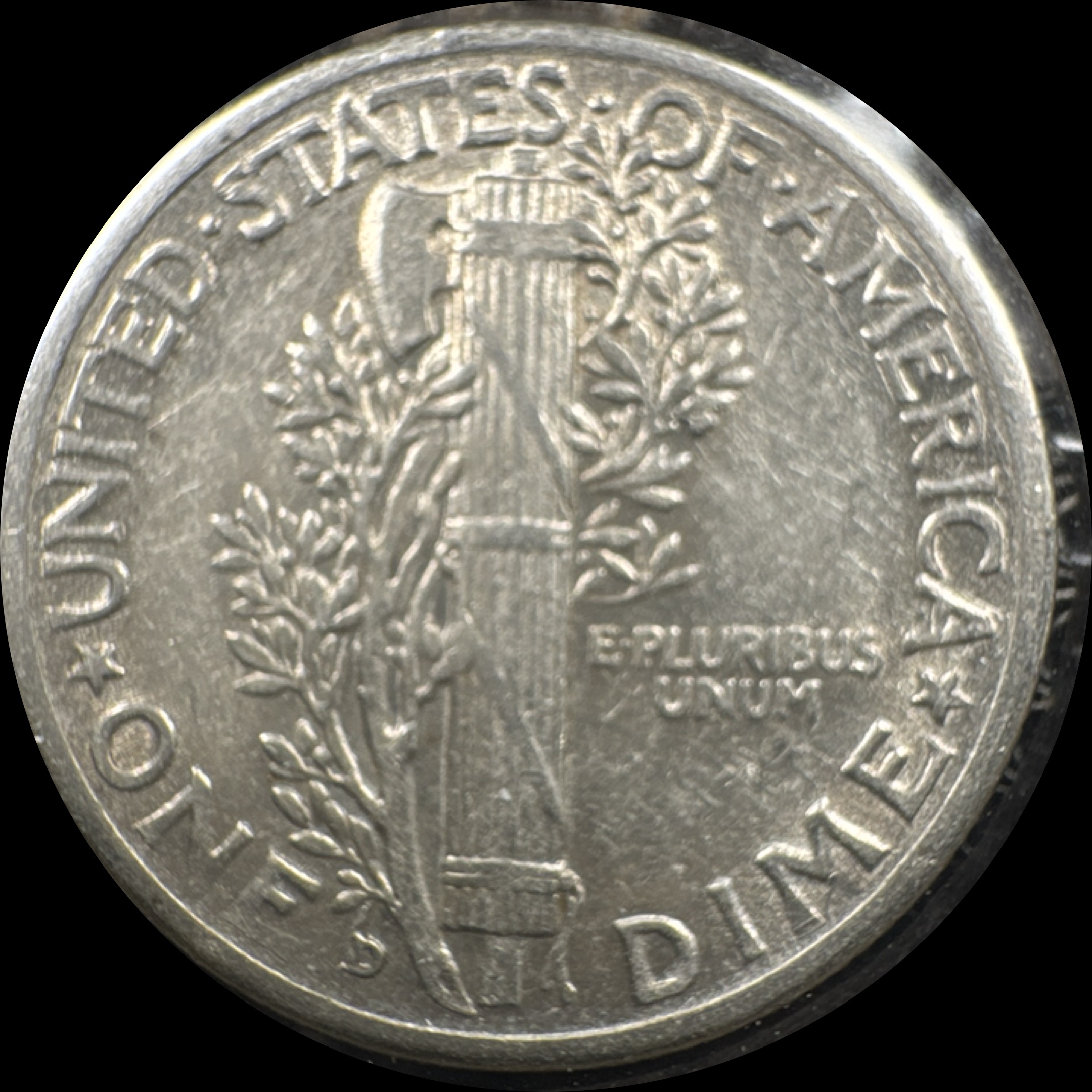 1942-D Mercury Dime Ungraded — back
