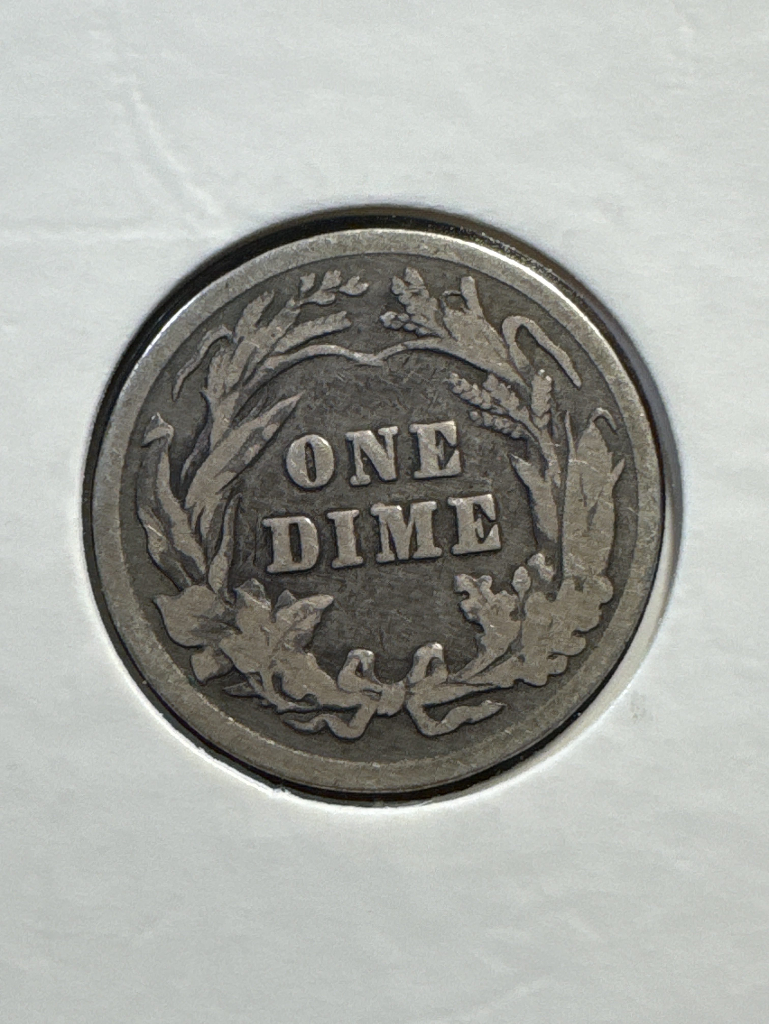 1902 Barber Dime Ungraded — back