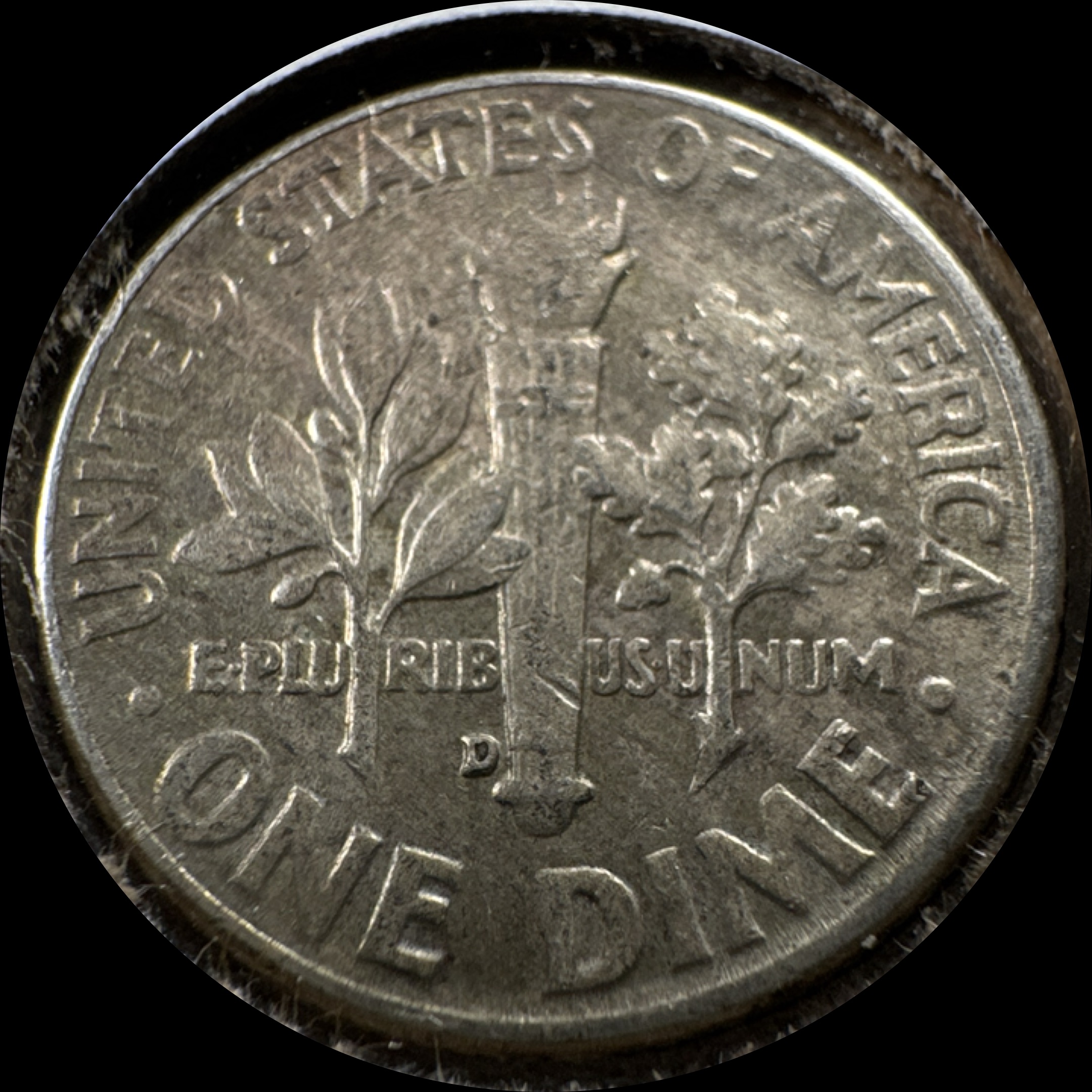 1961-D Roosevelt Dime Ungraded — back