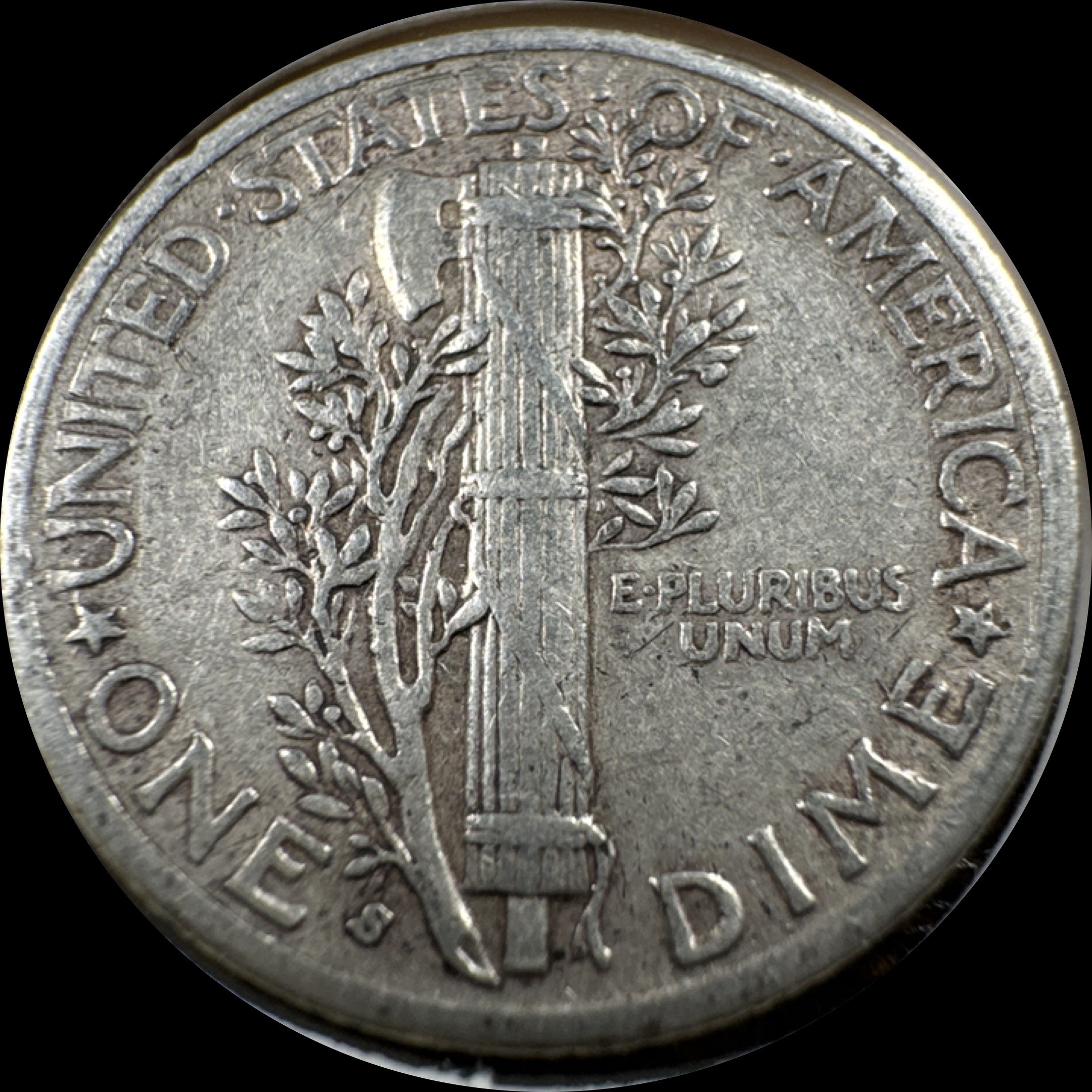 1941-S Mercury Dime Ungraded — back