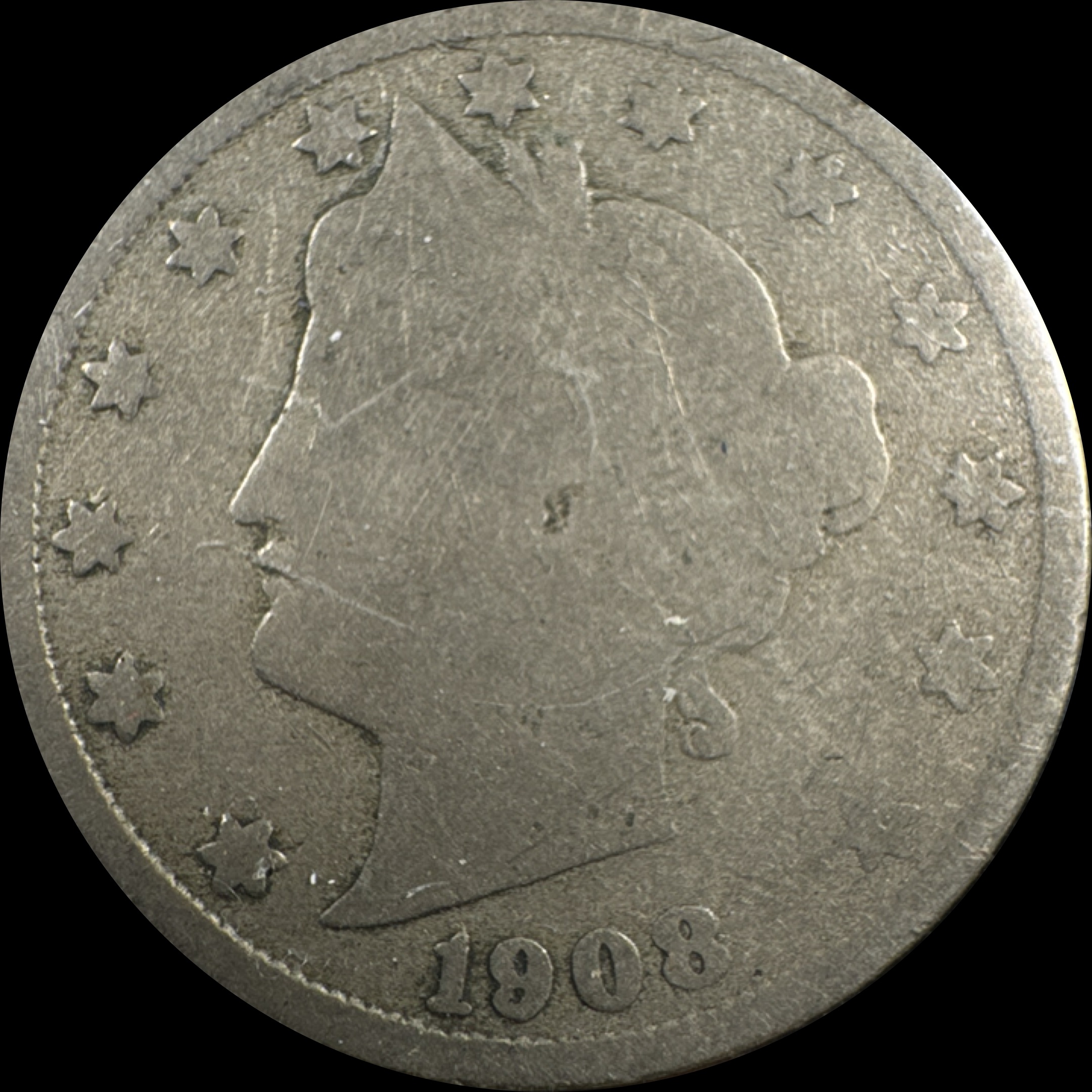 1908-P Liberty V Nickel Ungraded