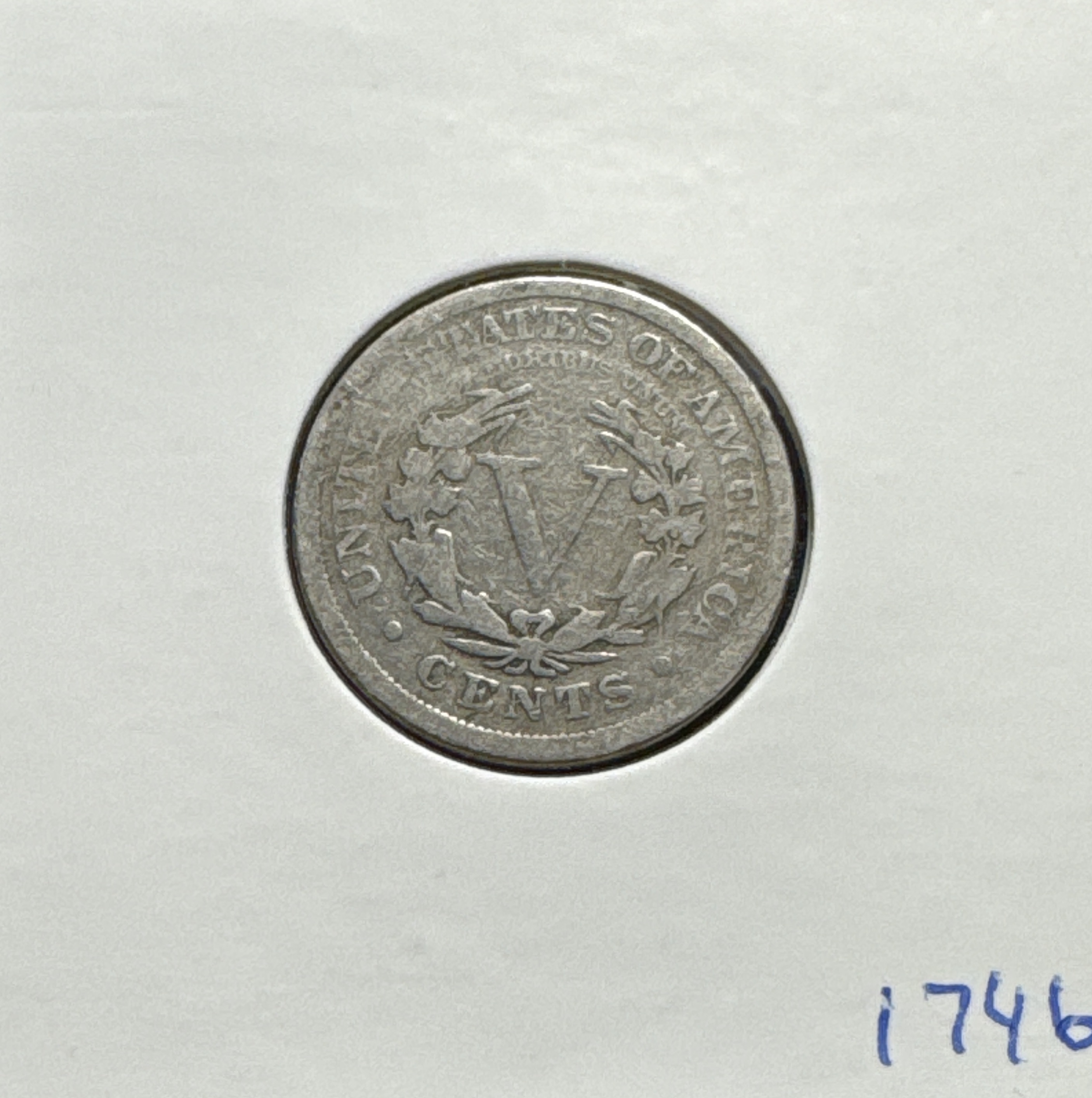 1908-P Liberty V Nickel Ungraded — back