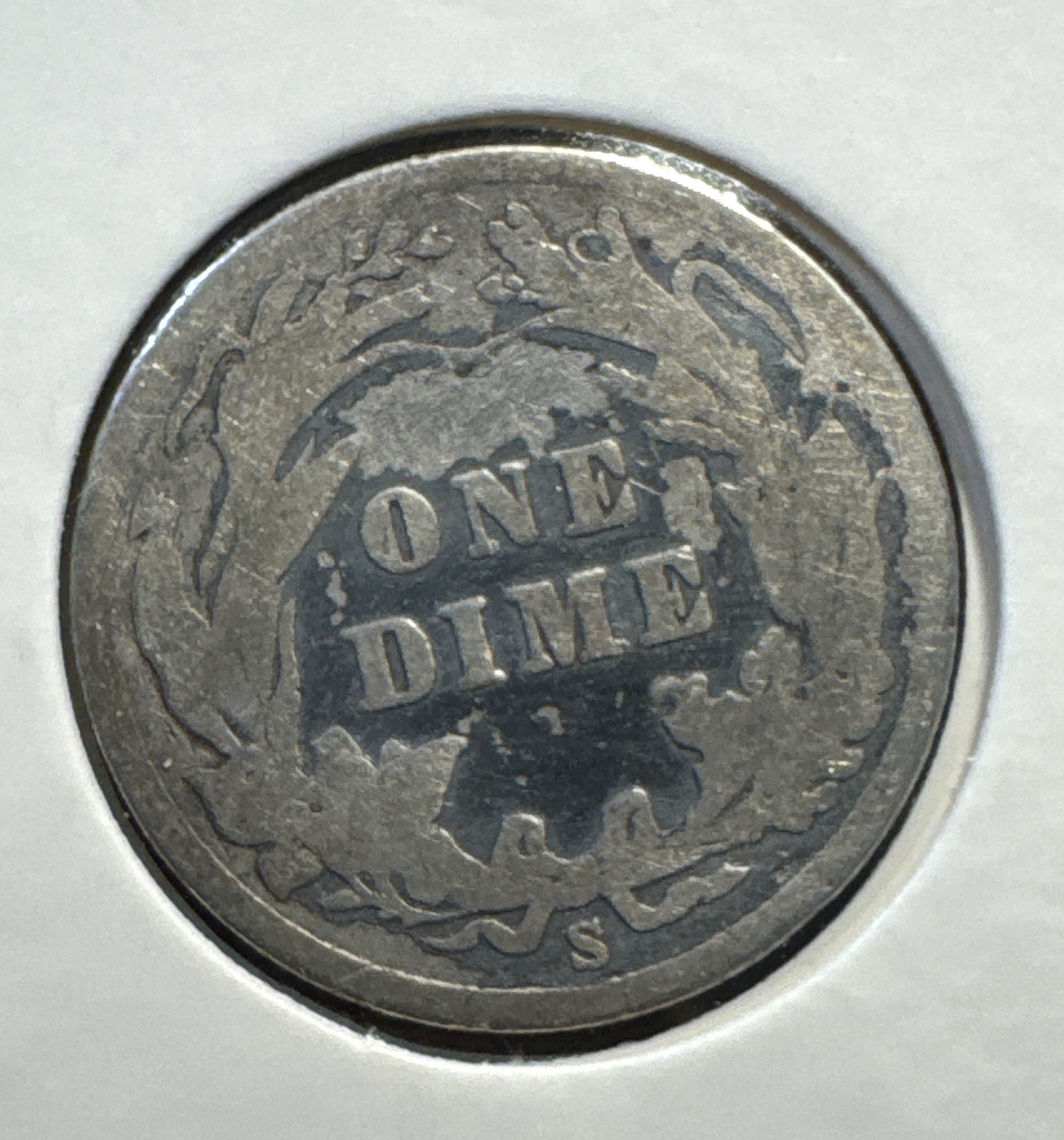 1911-S Barber Dime Ungraded — back