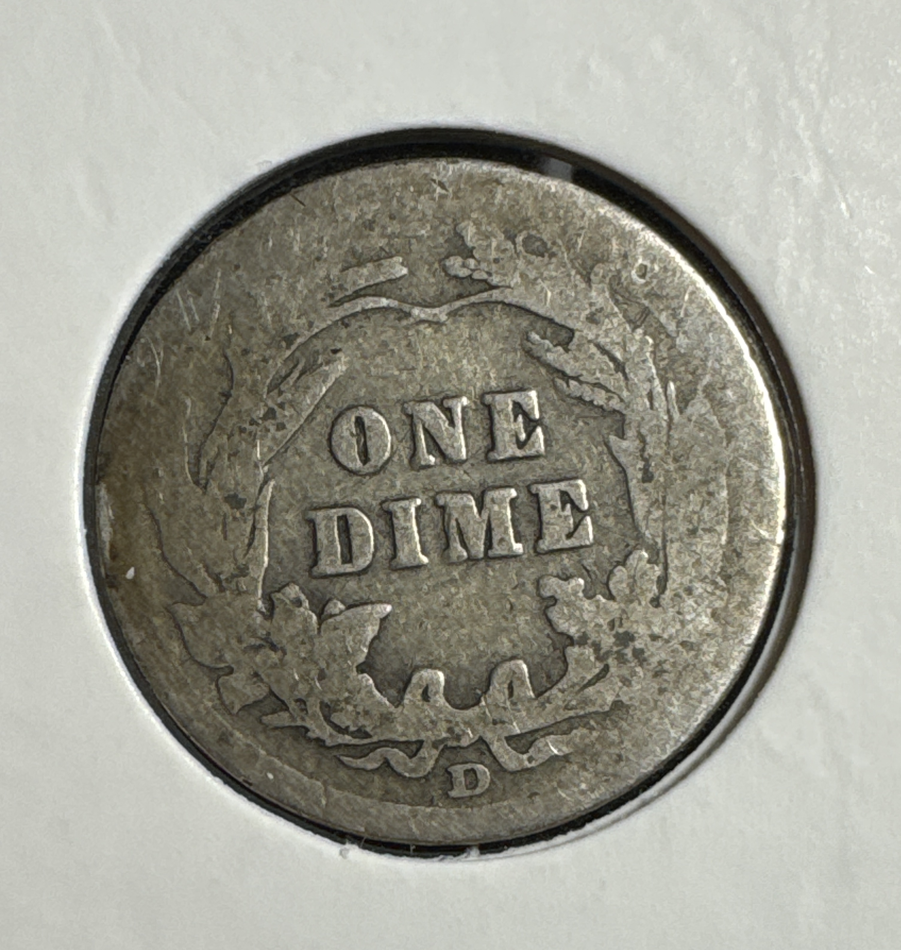 1912-D Barber Dime Ungraded — back
