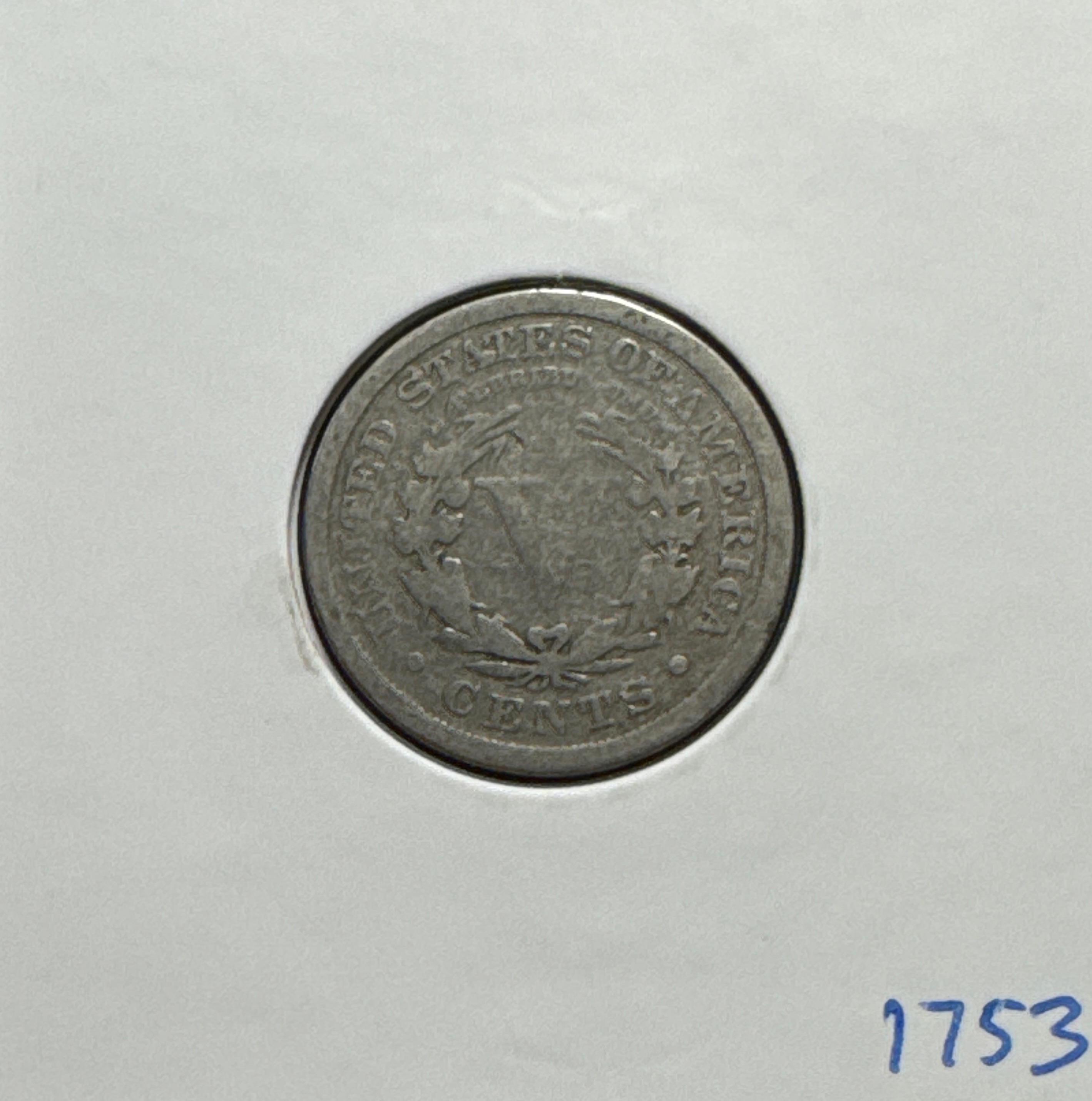 1909-P Liberty V Nickel Ungraded — back