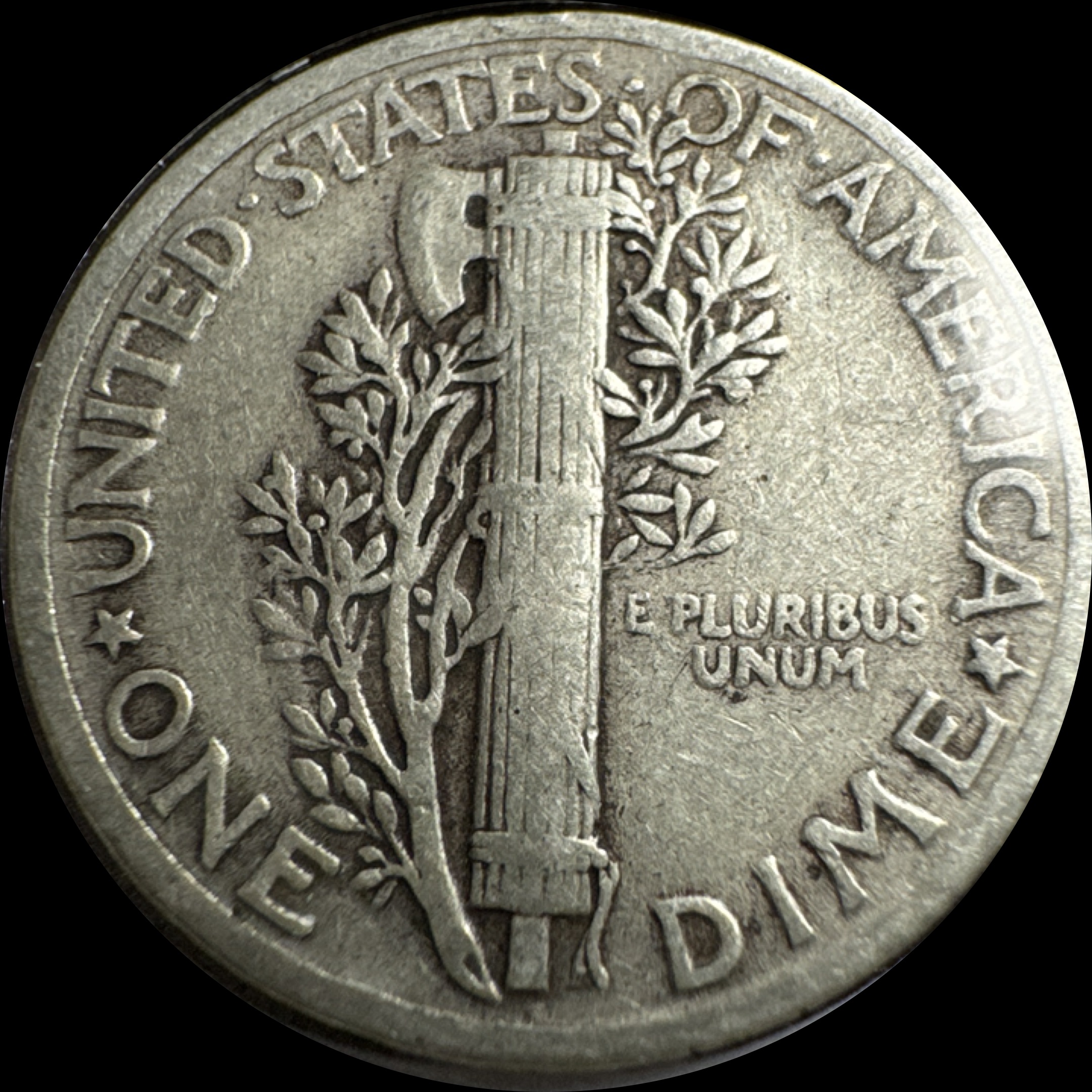 1941-P Mercury Dime Ungraded — back