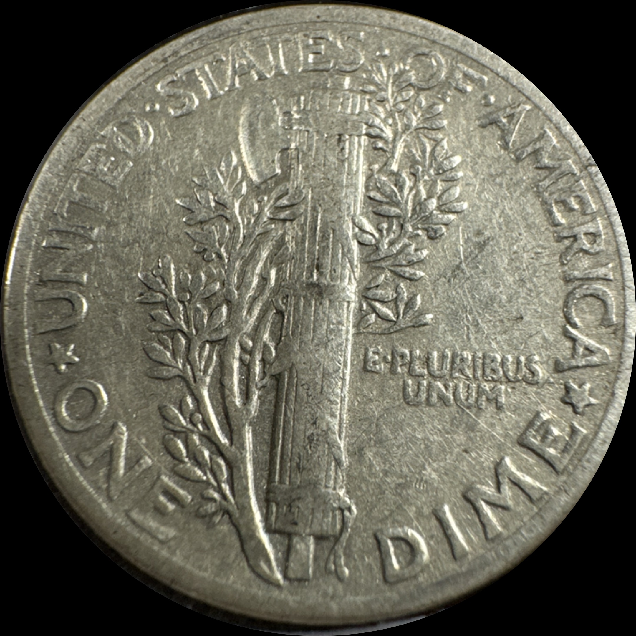 1939-P Mercury Dime Ungraded — back