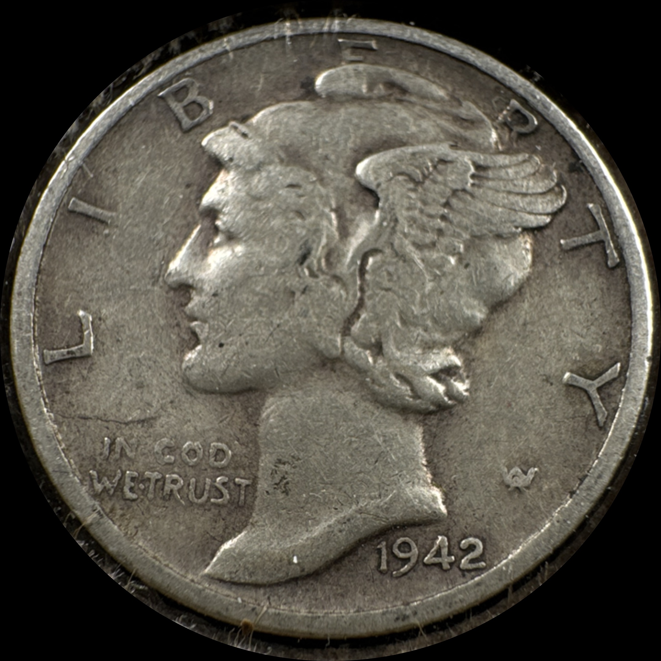 1942-S Mercury Dime Ungraded