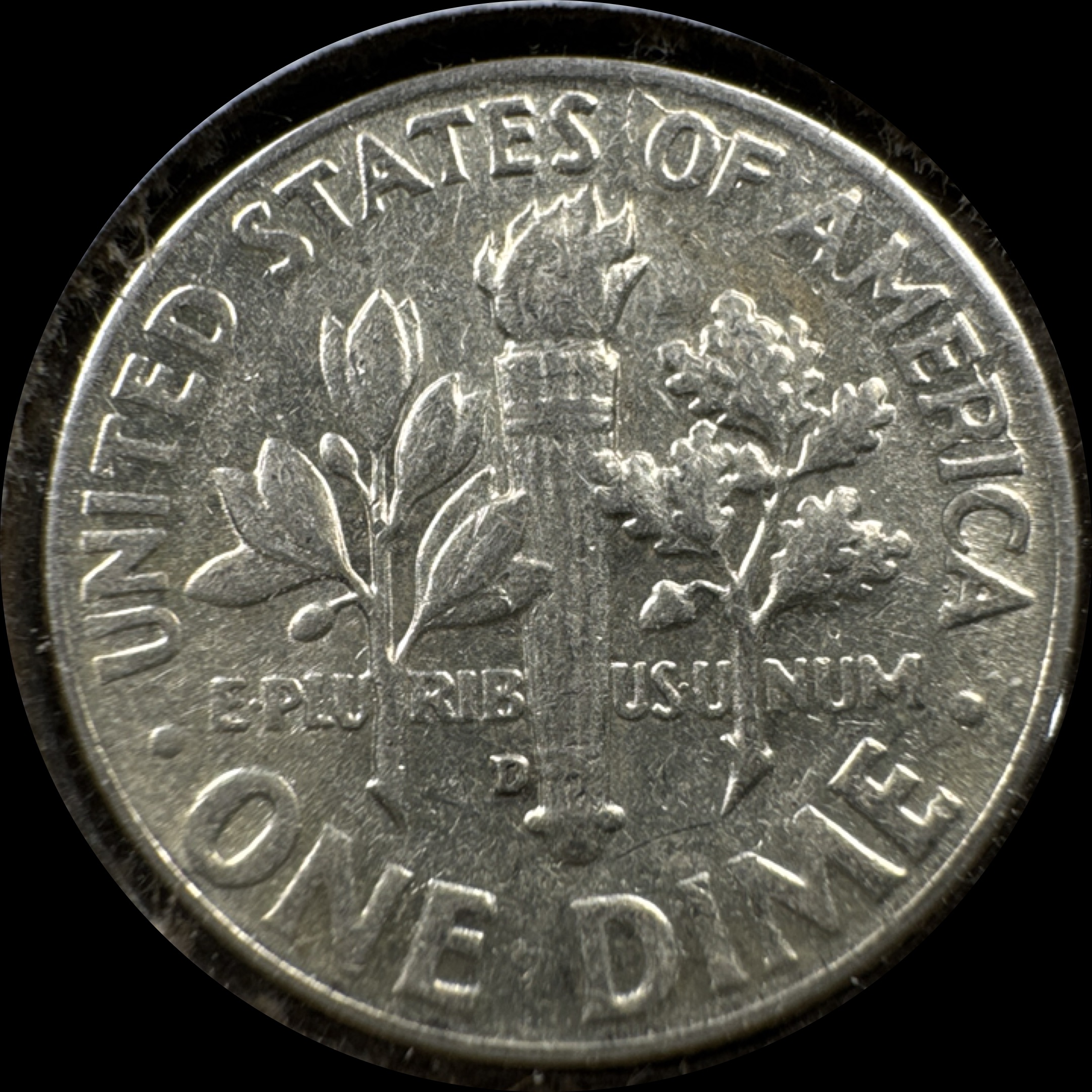 1964-D Roosevelt Dime Ungraded — back