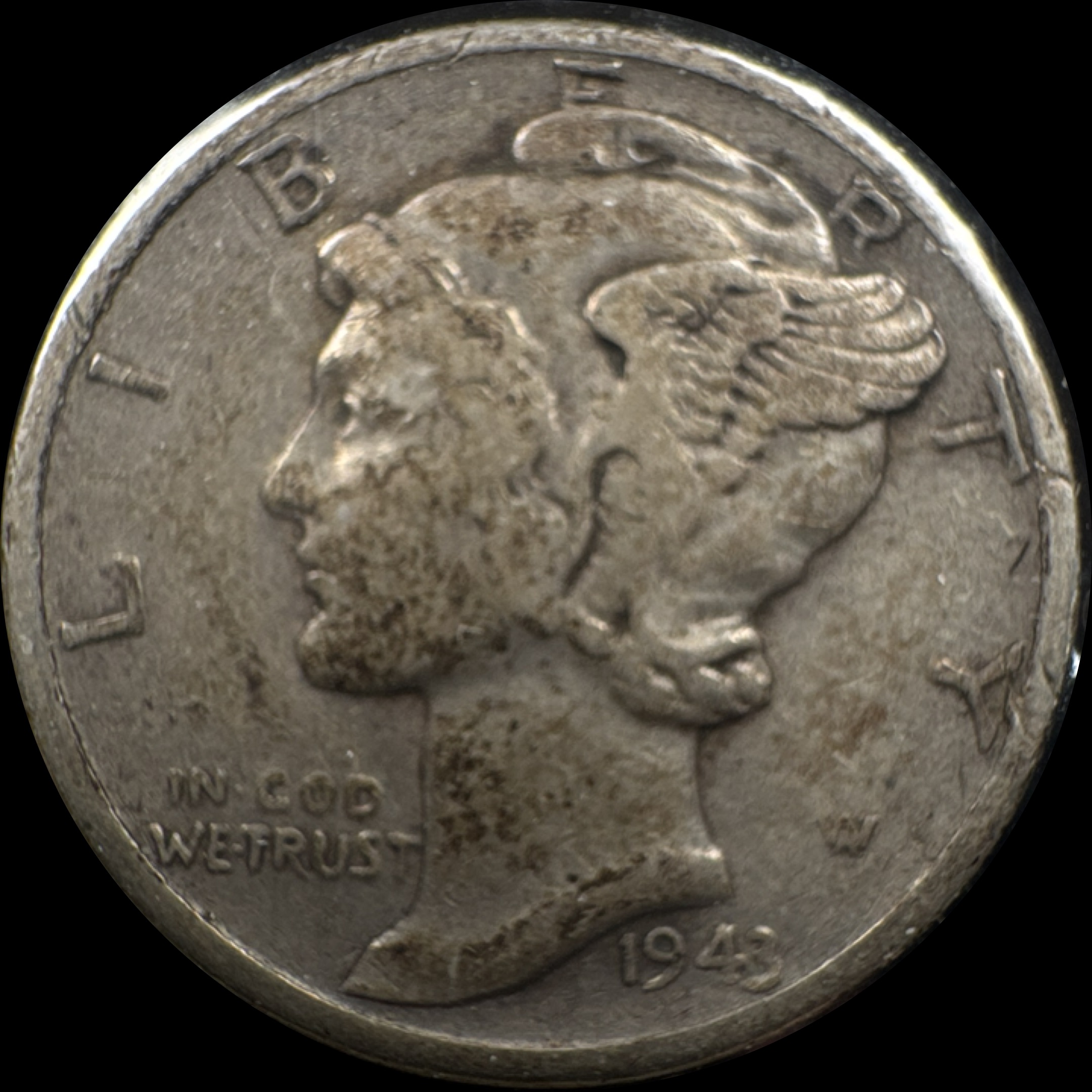 1943-D Mercury Dime Ungraded