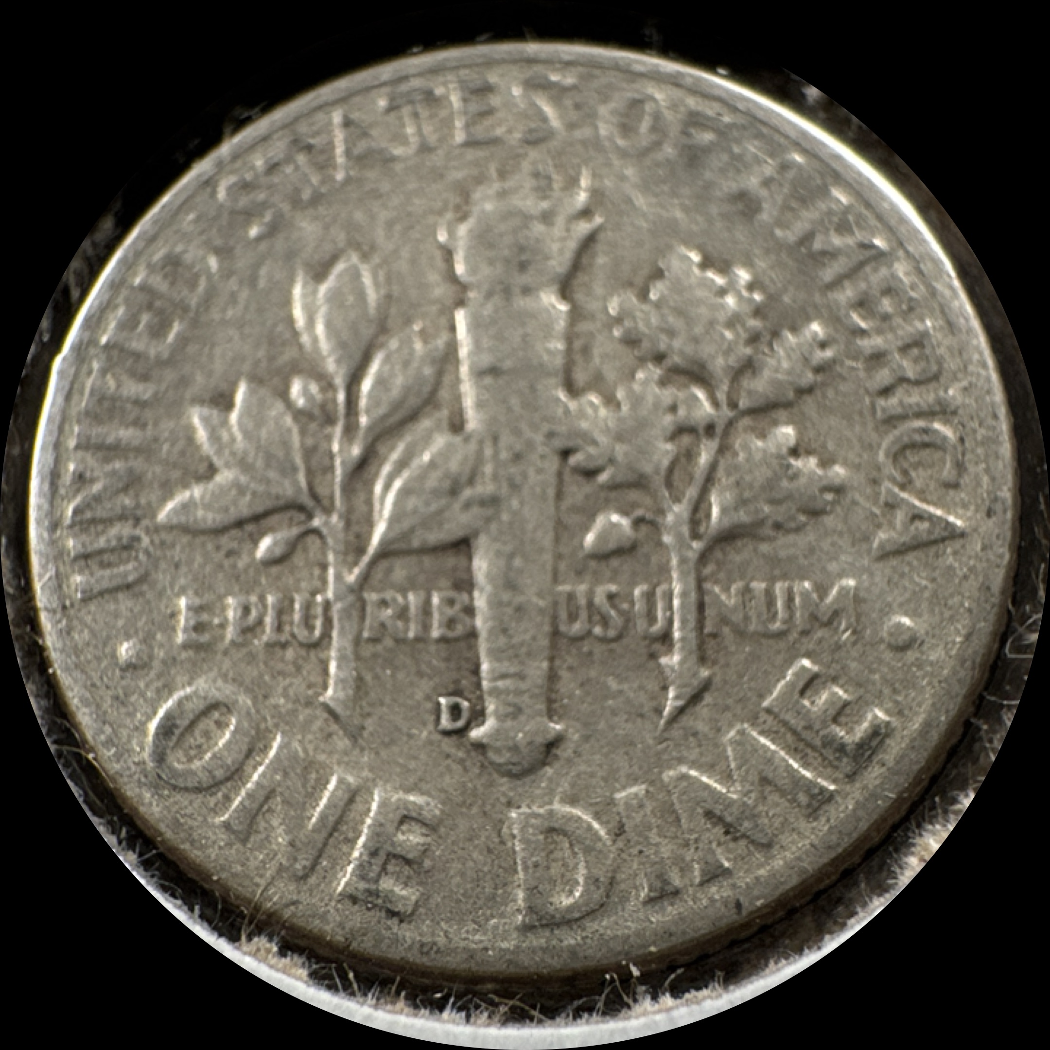 1948-D Roosevelt Dime Ungraded — back