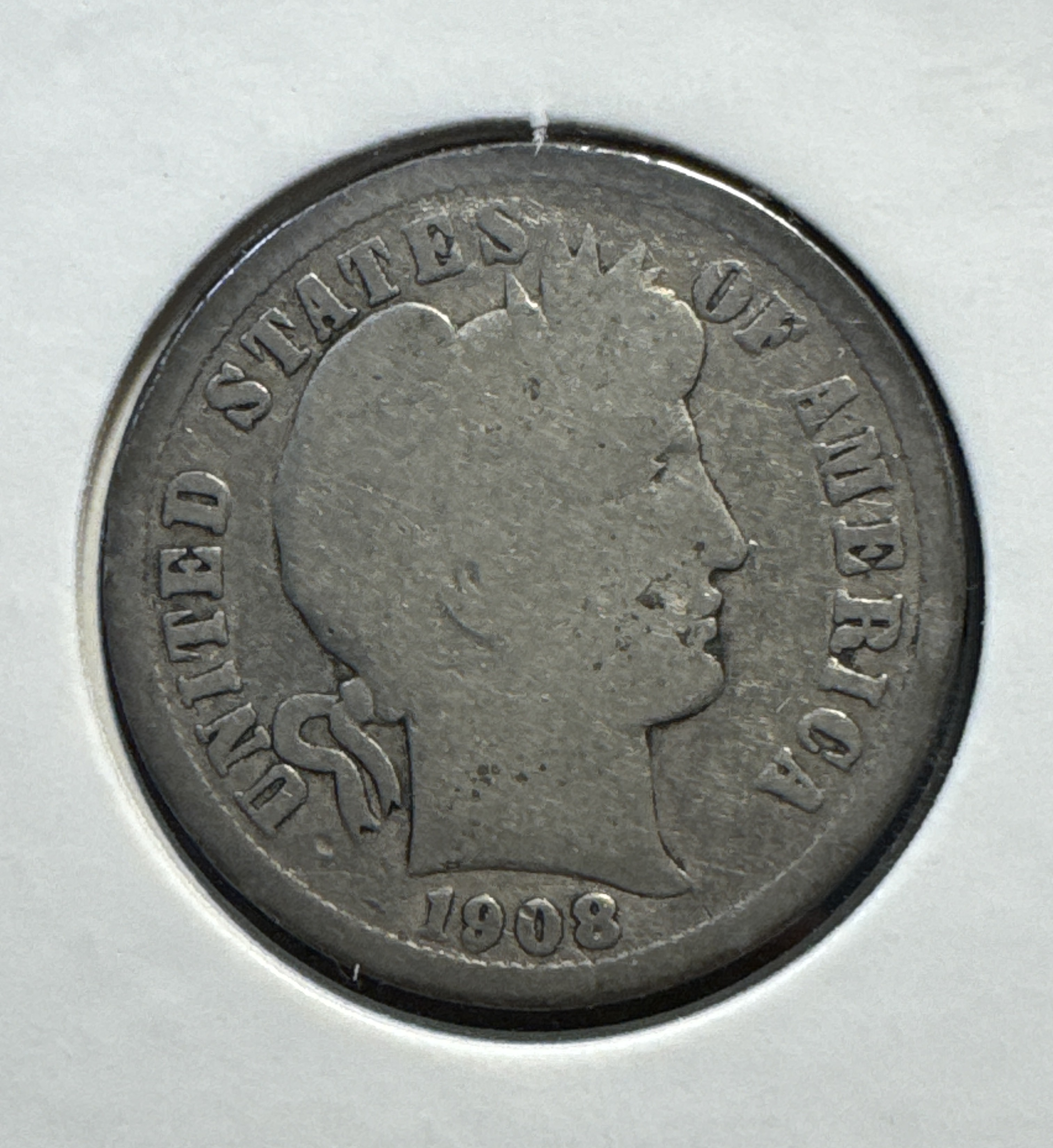 1908-D Barber Dime Ungraded