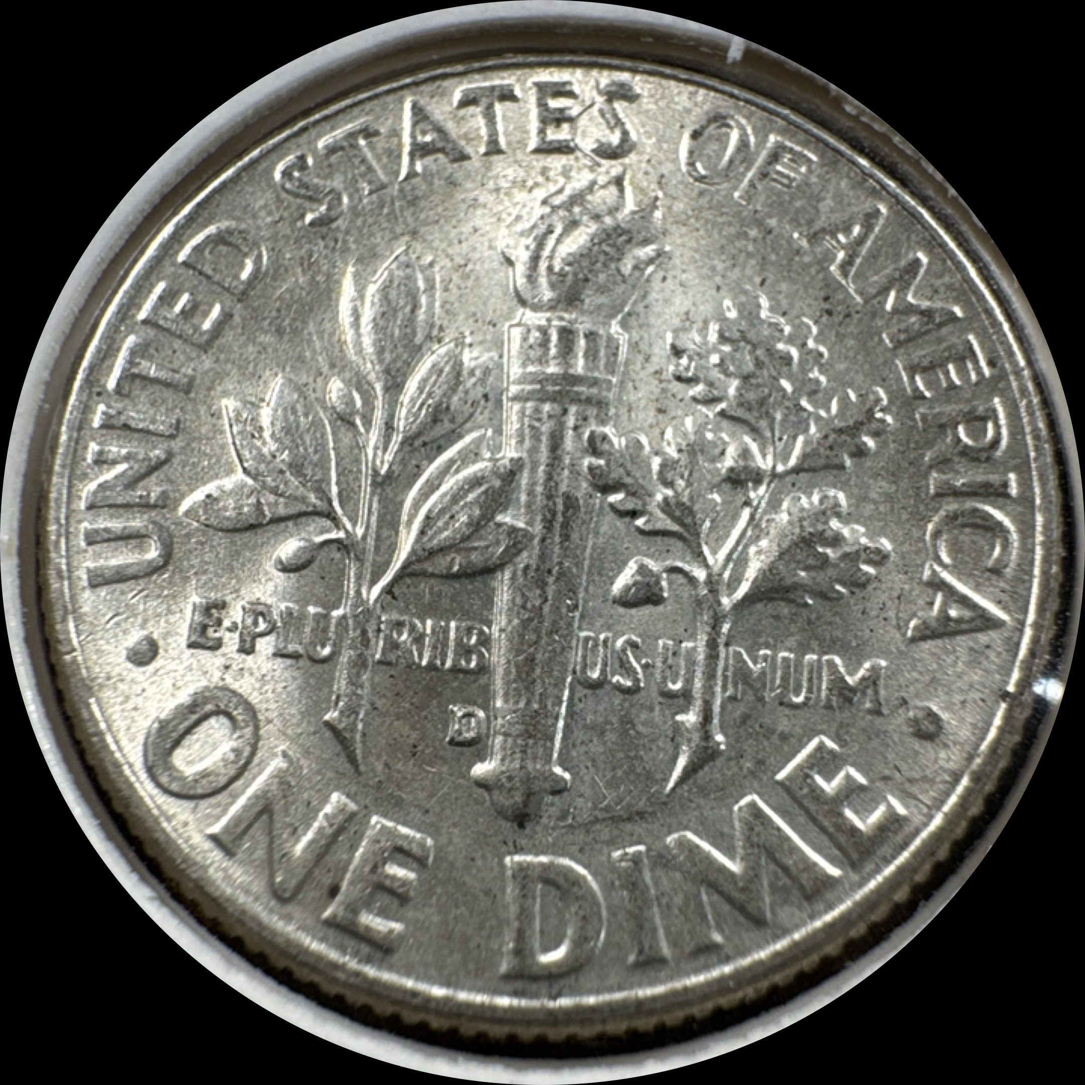 1964-D Roosevelt Dime Ungraded — back