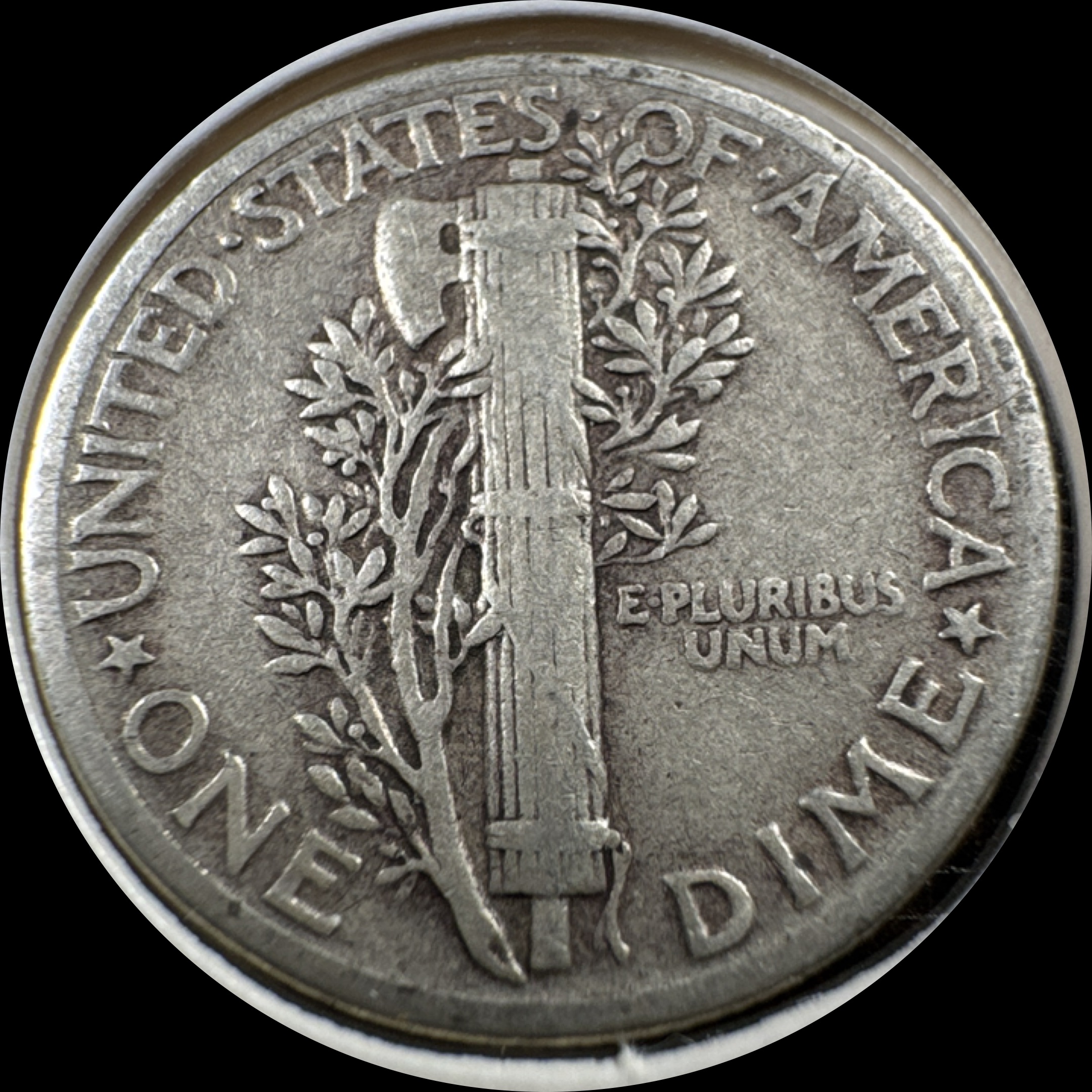 1944-P Mercury Dime Ungraded — back